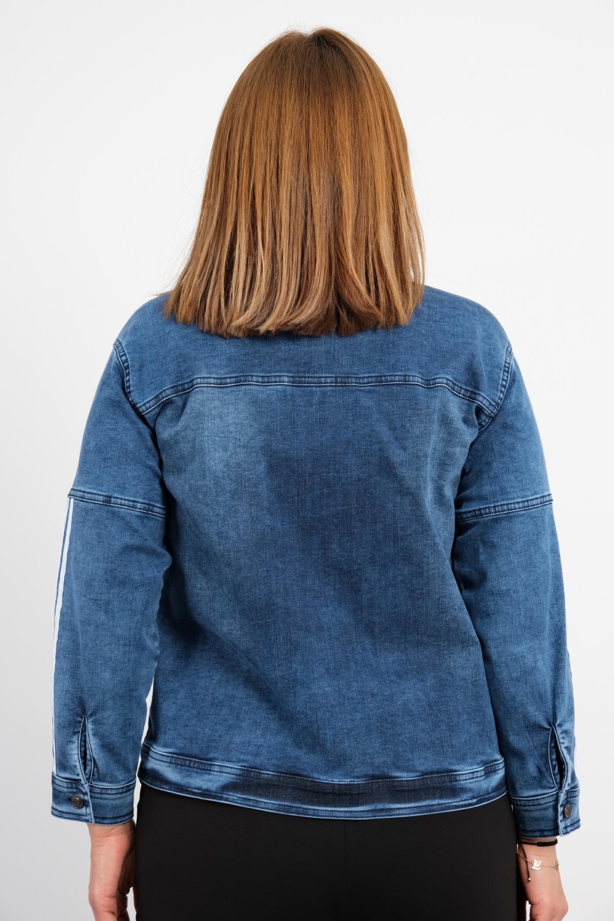 Plus Size Denim Jacket-Blue