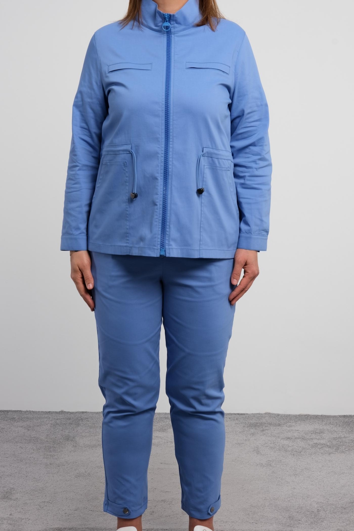 Plus Size Womens Three-Piece Sports Set-Indigo