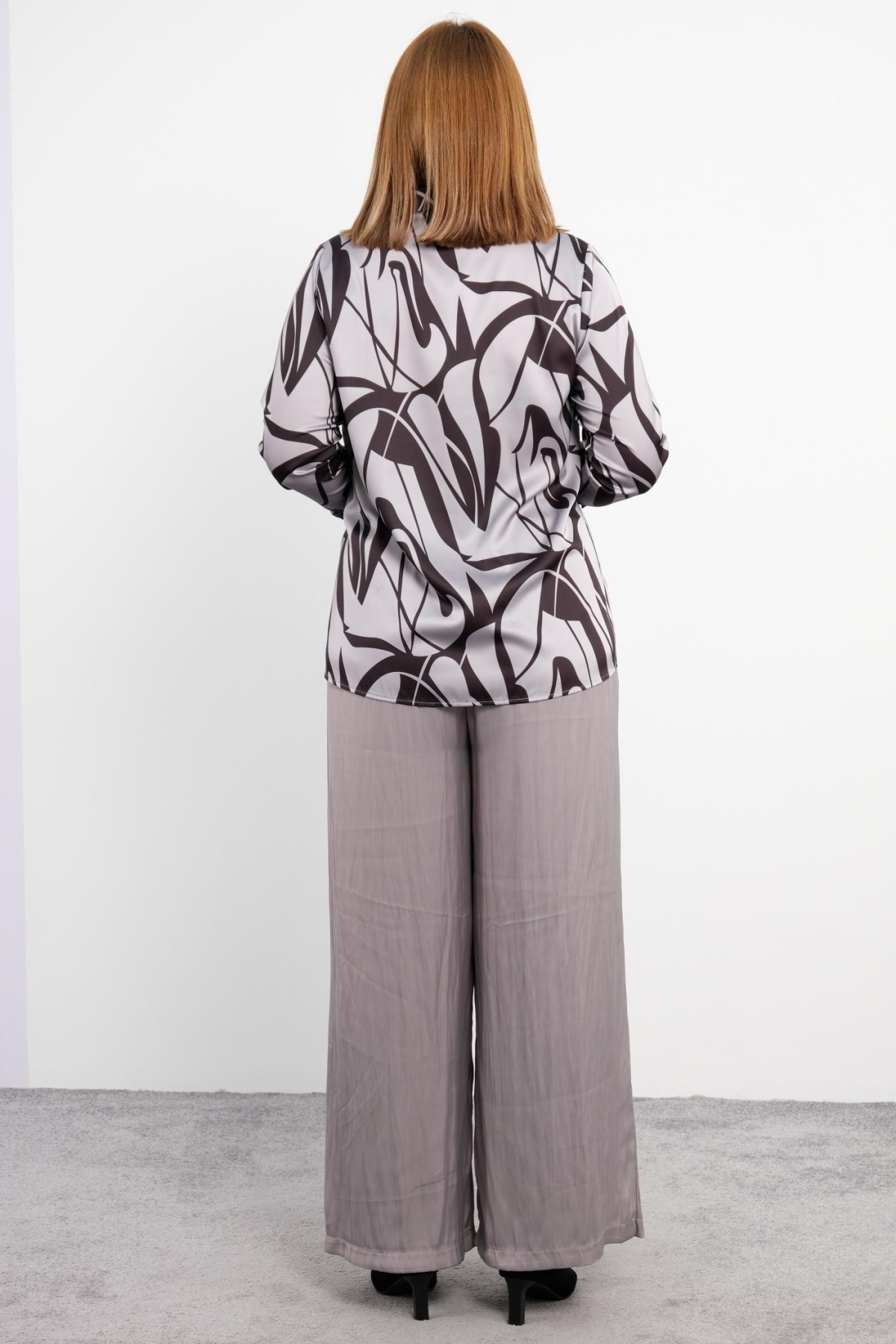 Plus Size Classic Two-Piece Set-Grey