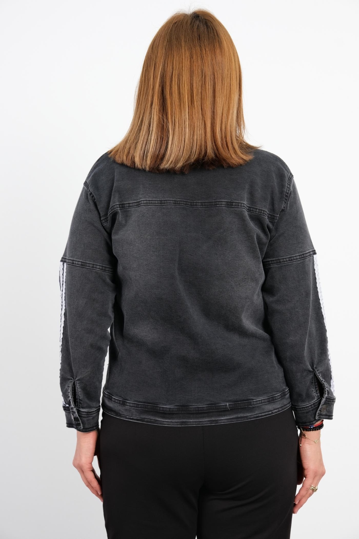 Plus Size Denim Jacket-Black