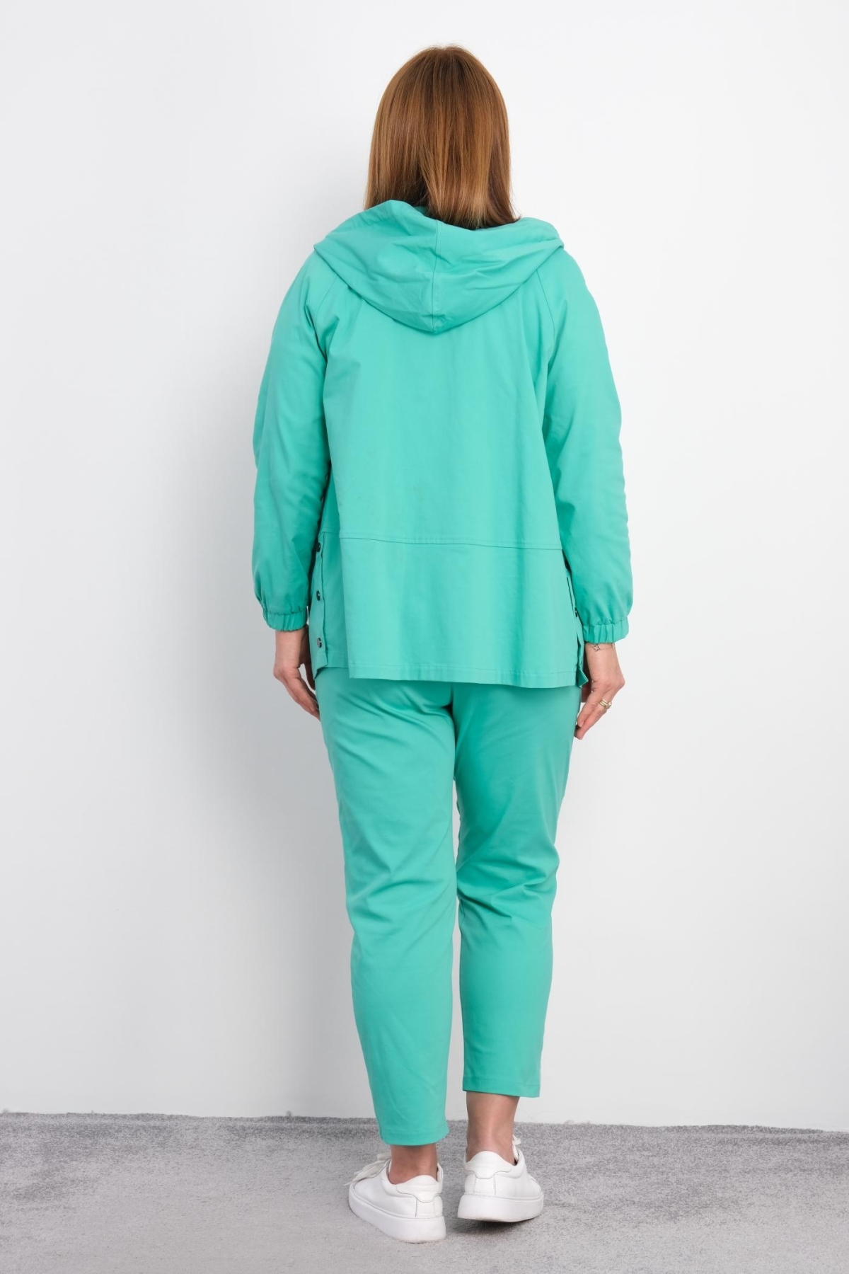 Plus Size Womens Three-Piece Sports Set-Turquoise