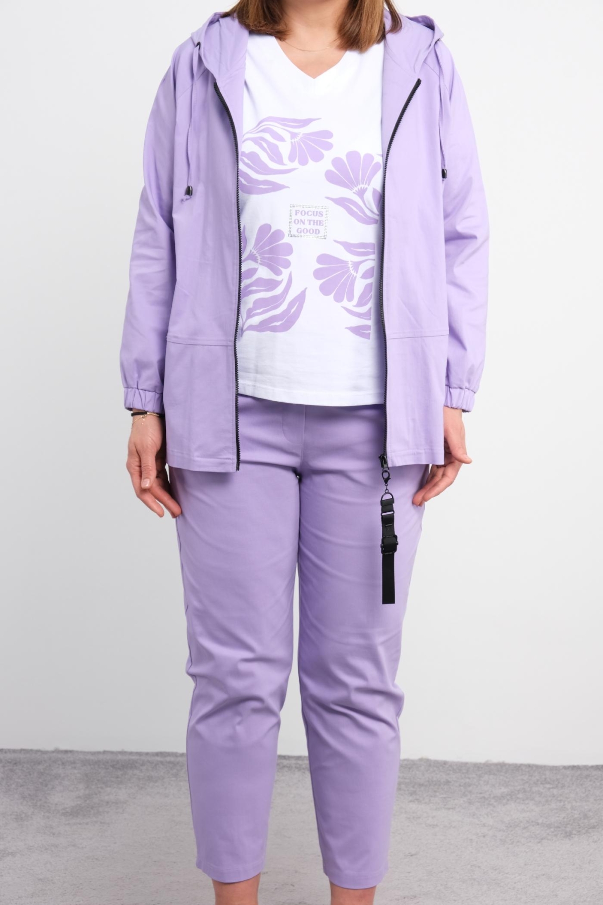 Plus Size Womens Three-Piece Sports Set-Lilac