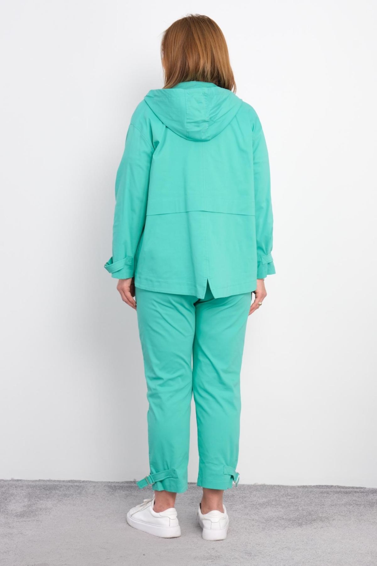 Plus Size Womens Three-Piece Sports Set-Turquoise