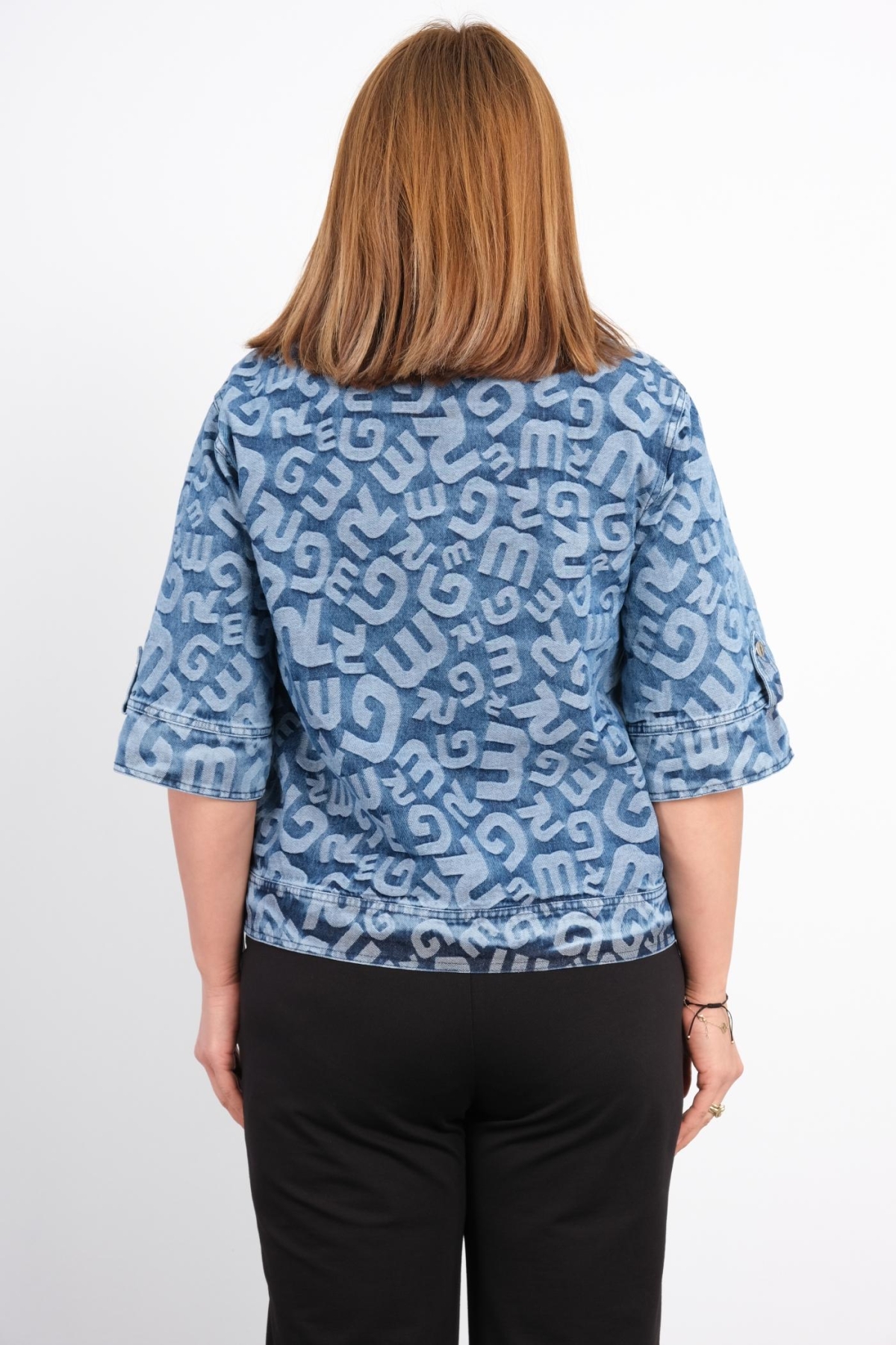 Plus Size Denim Jacket-Blue