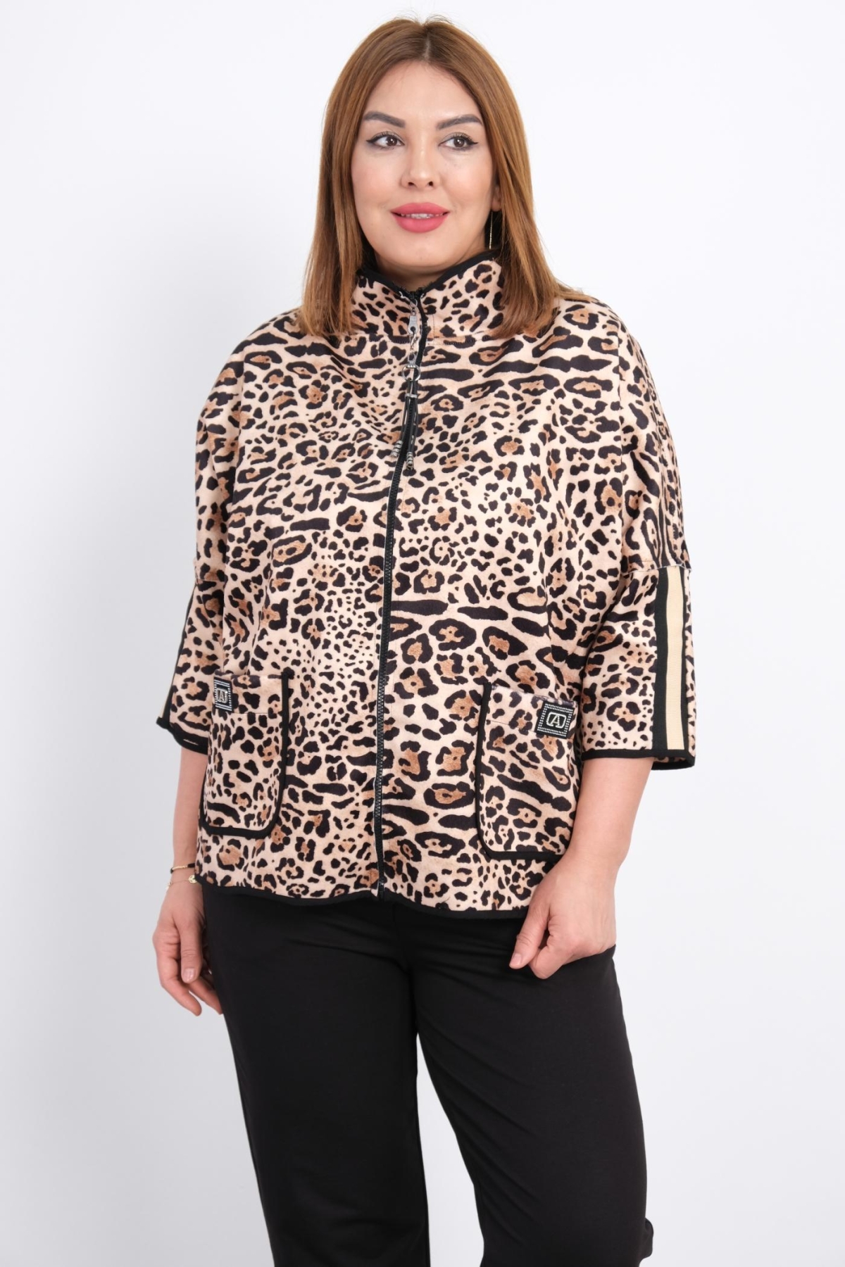 Plus Size Coat-Brown