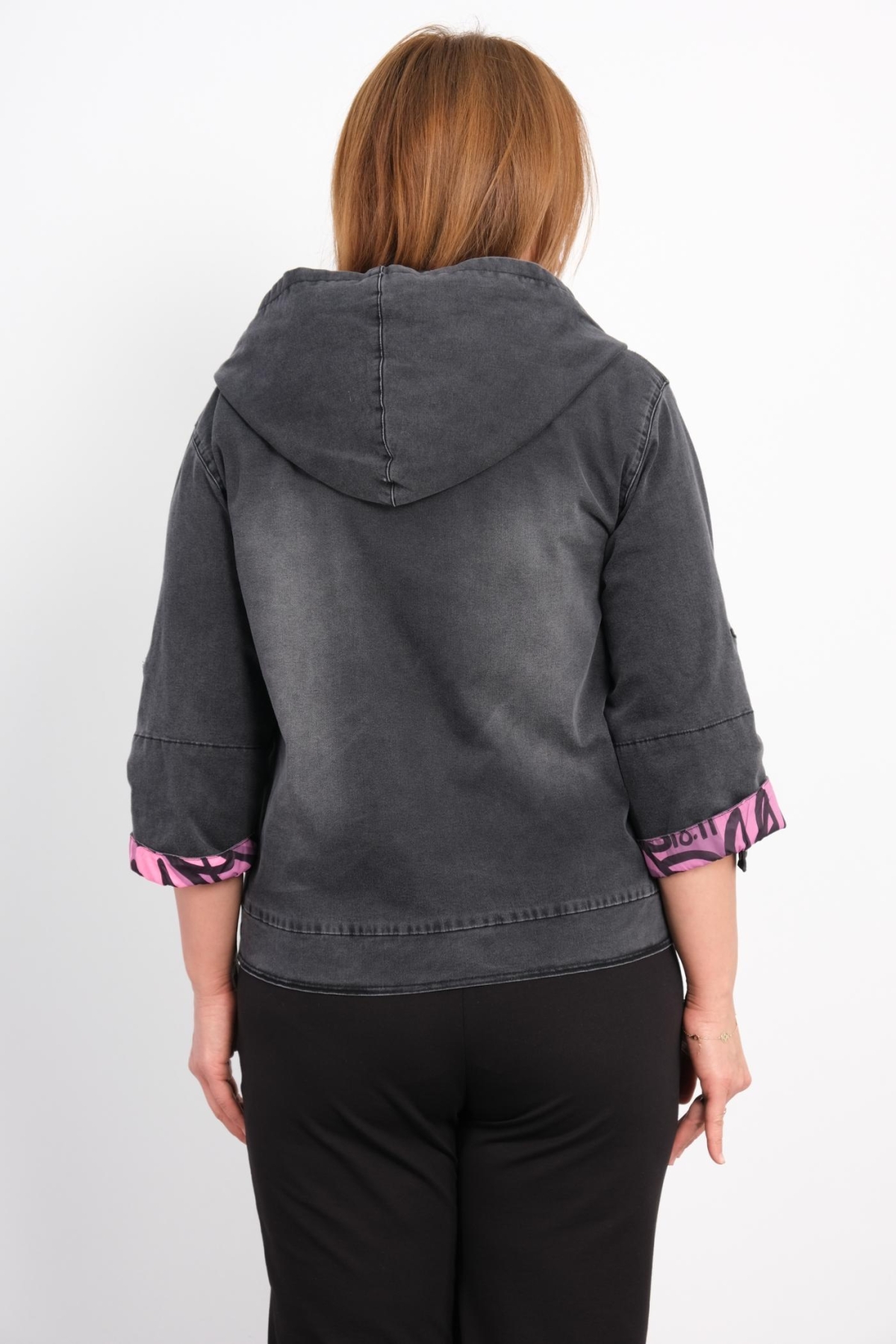 Plus Size Denim Jacket-Lilac
