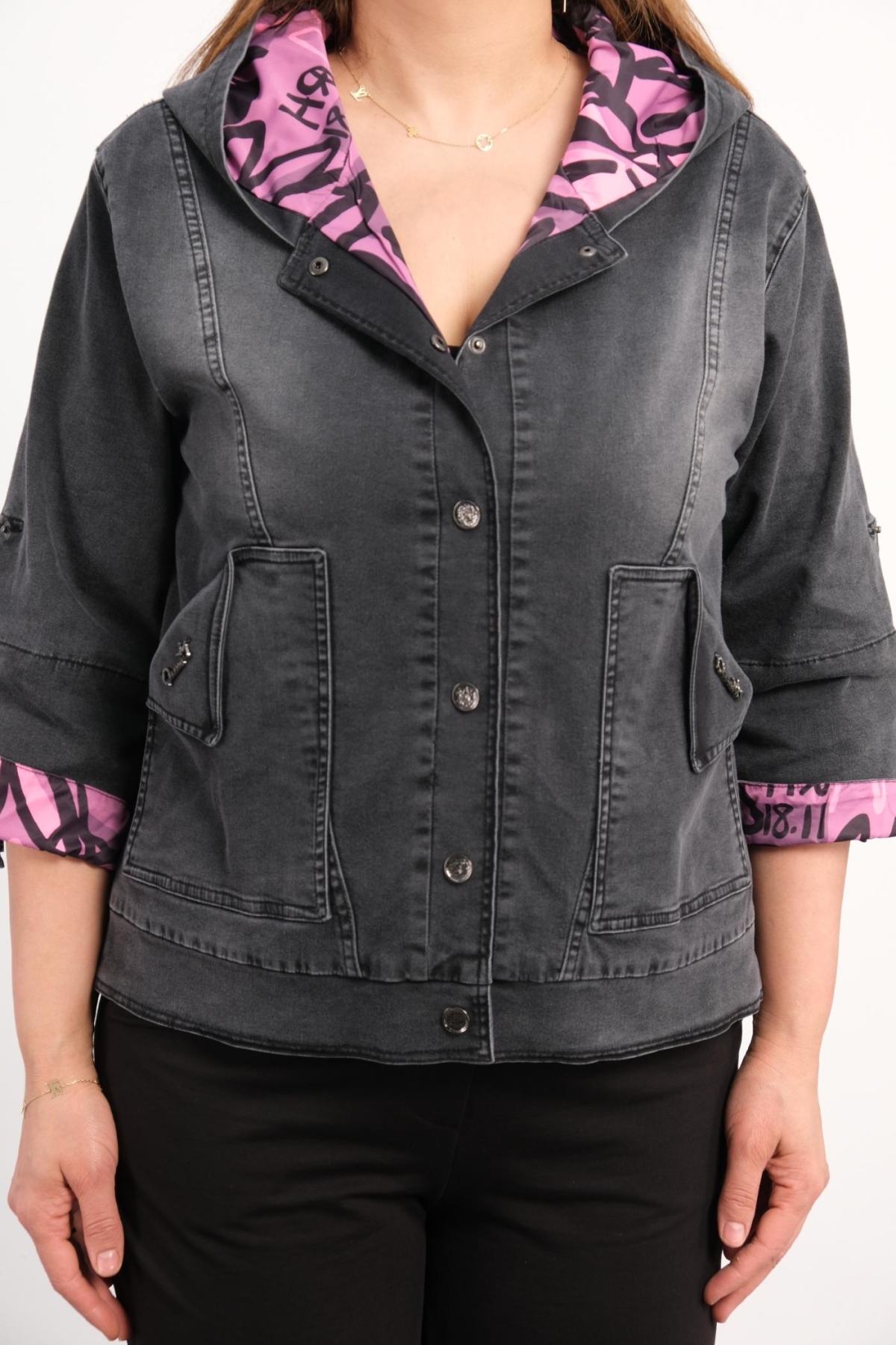 Plus Size Denim Jacket-Lilac