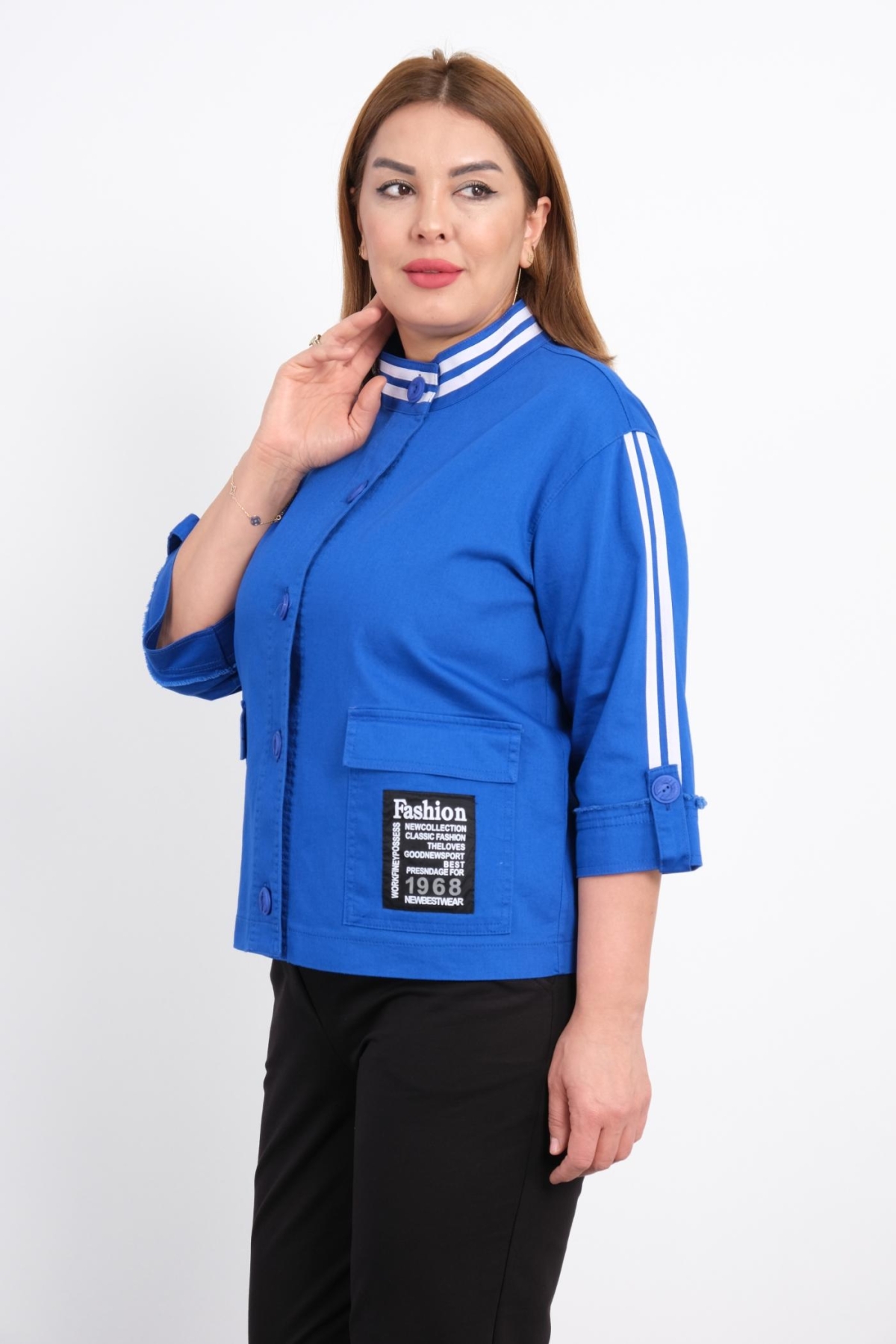 Plus Size Coat-Bright Blue