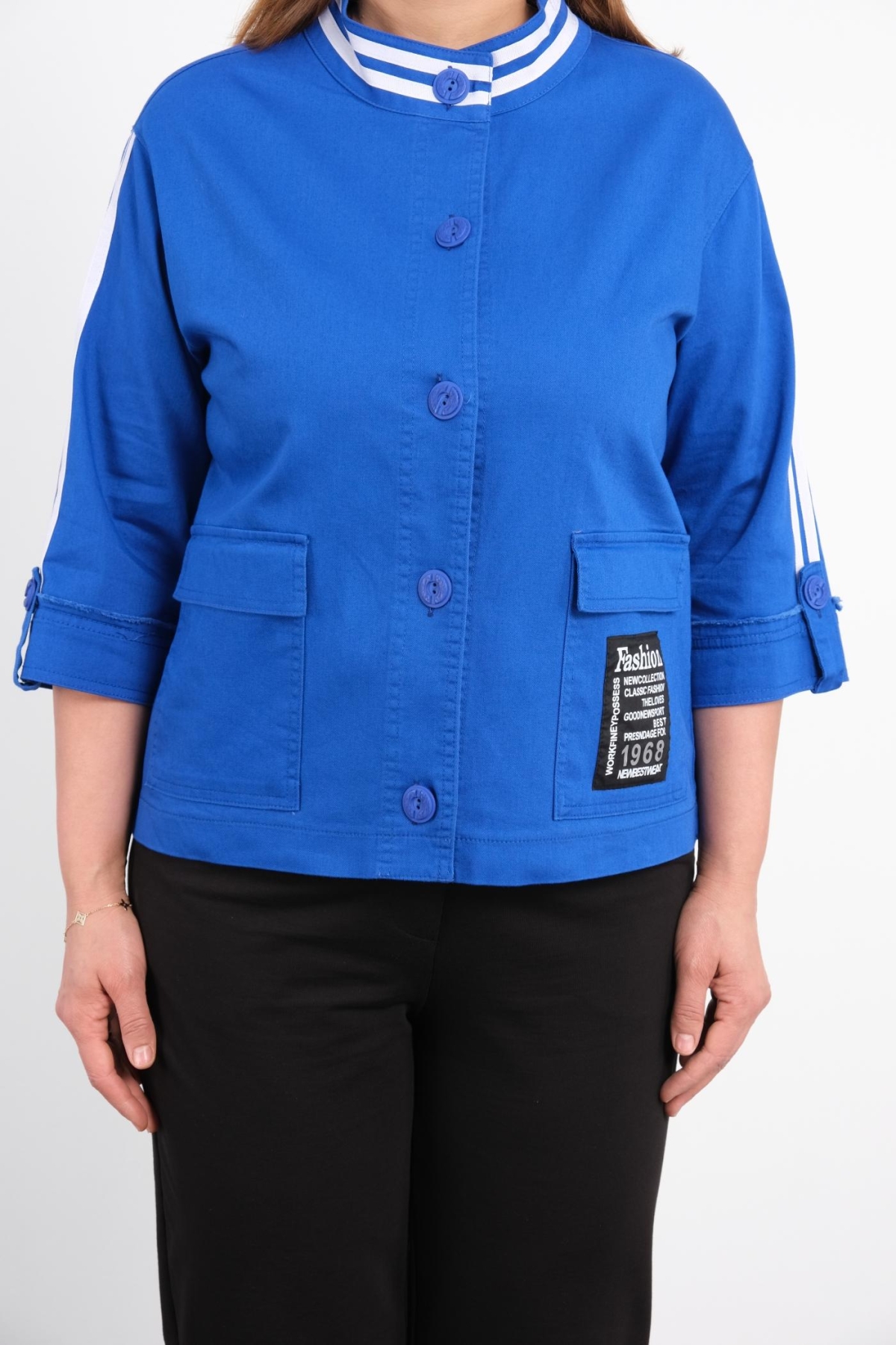Plus Size Coat-Bright Blue