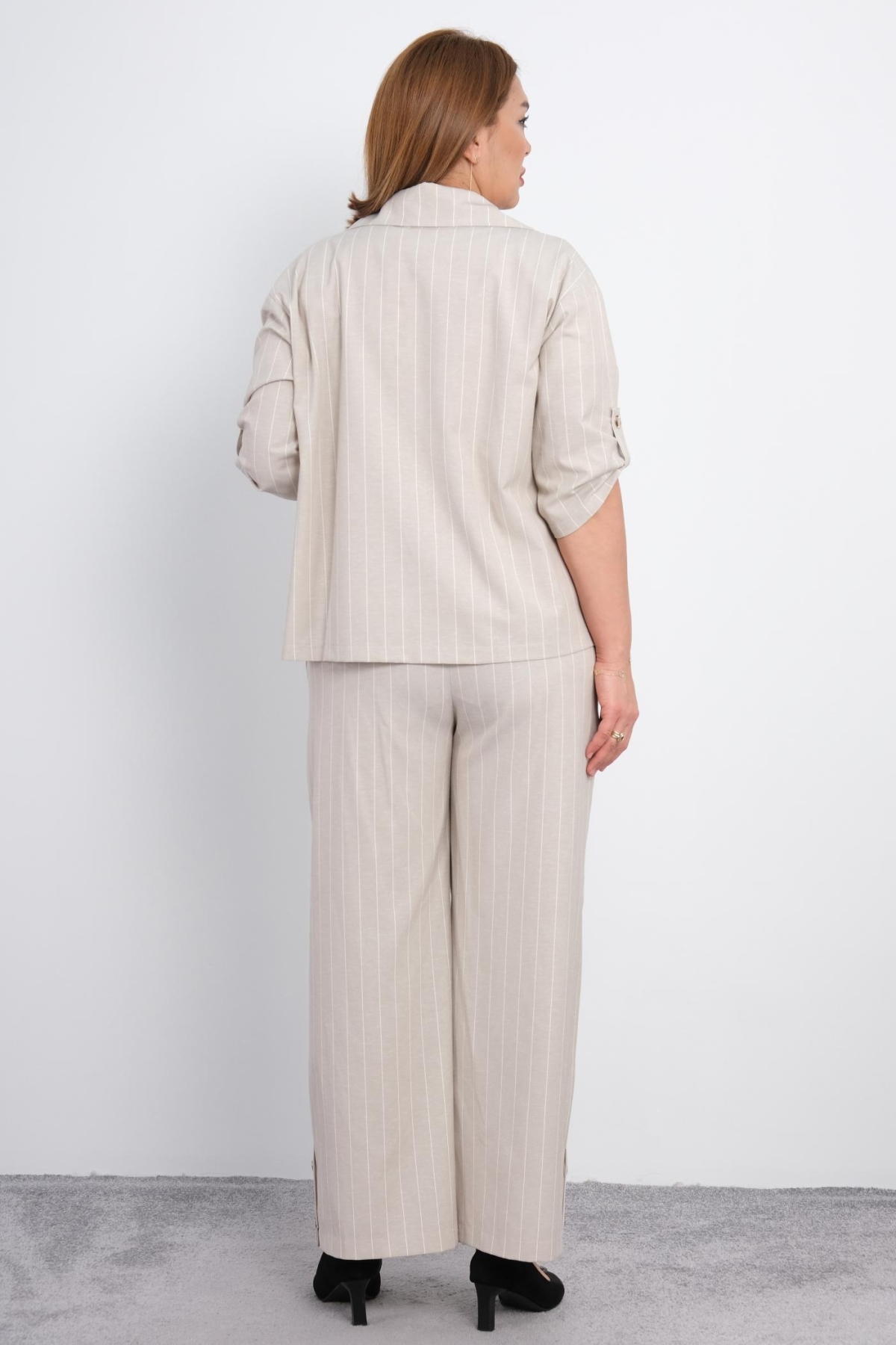 Plus Size Classic Three-Piece Set-Beige