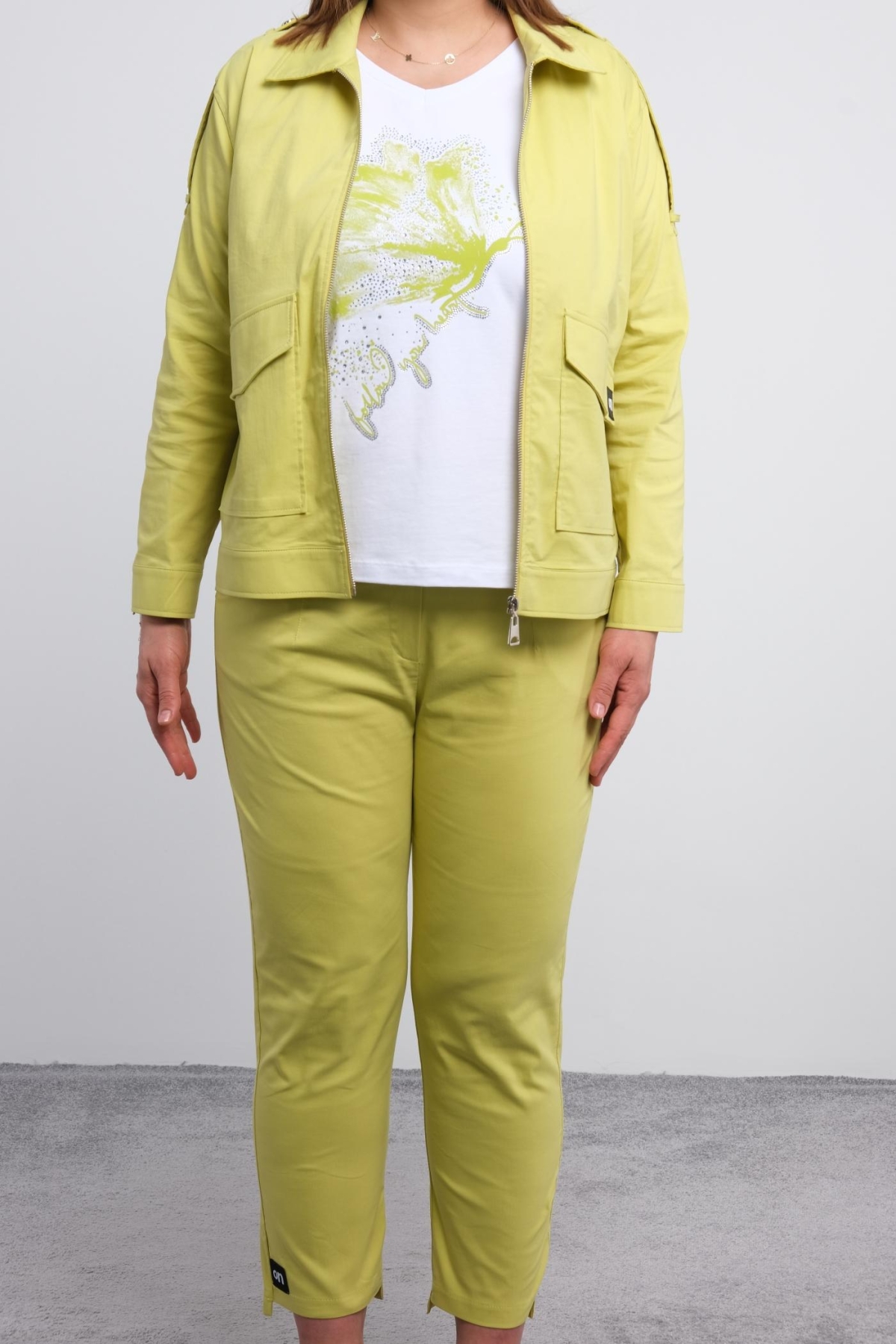 Plus Size Womens Three-Piece Sports Set-Yellow