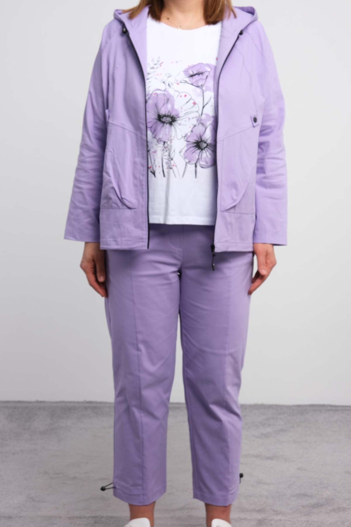Plus Size Womens Three-Piece Sports Set-Lilac