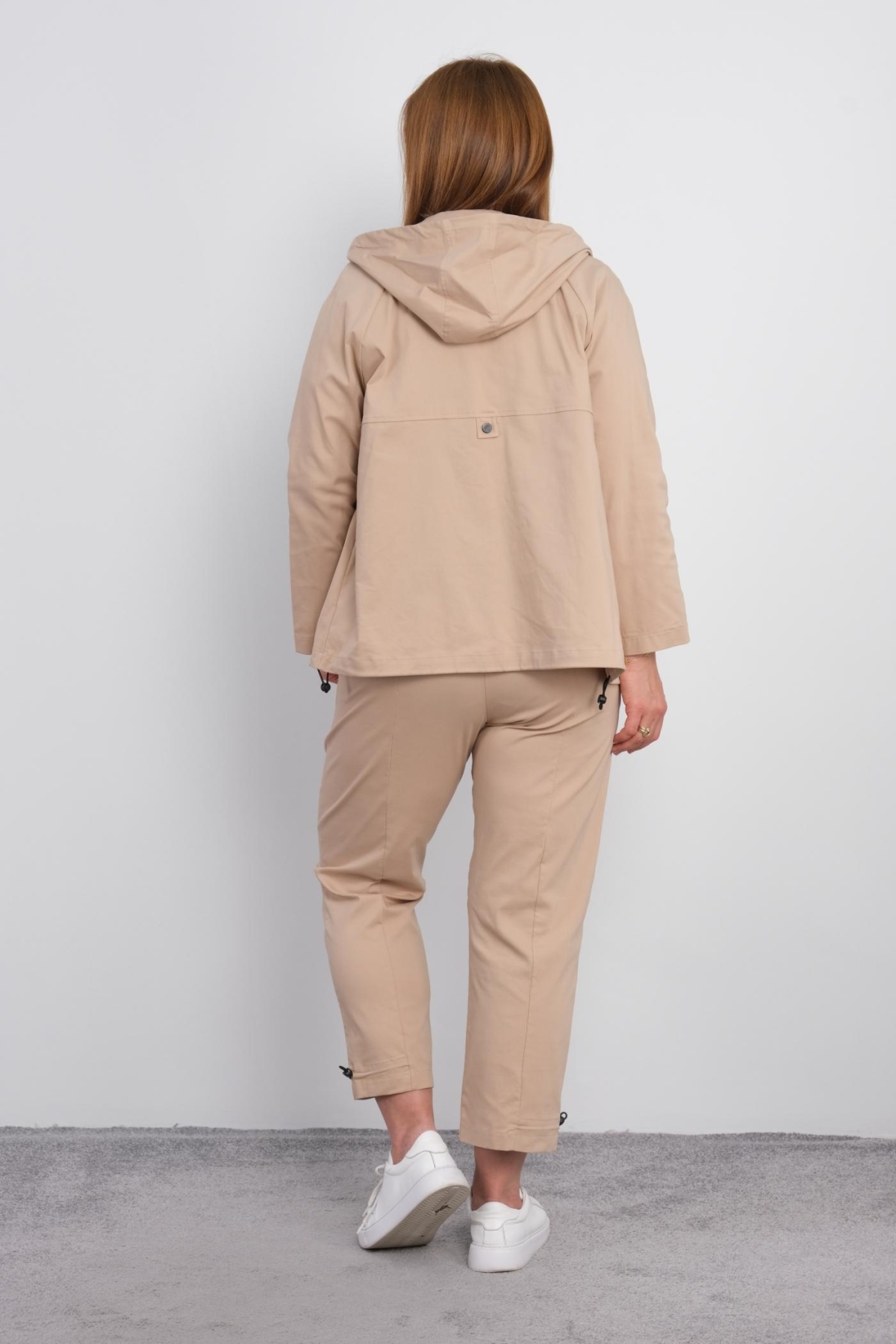 Plus Size Womens Three-Piece Sports Set-Beige