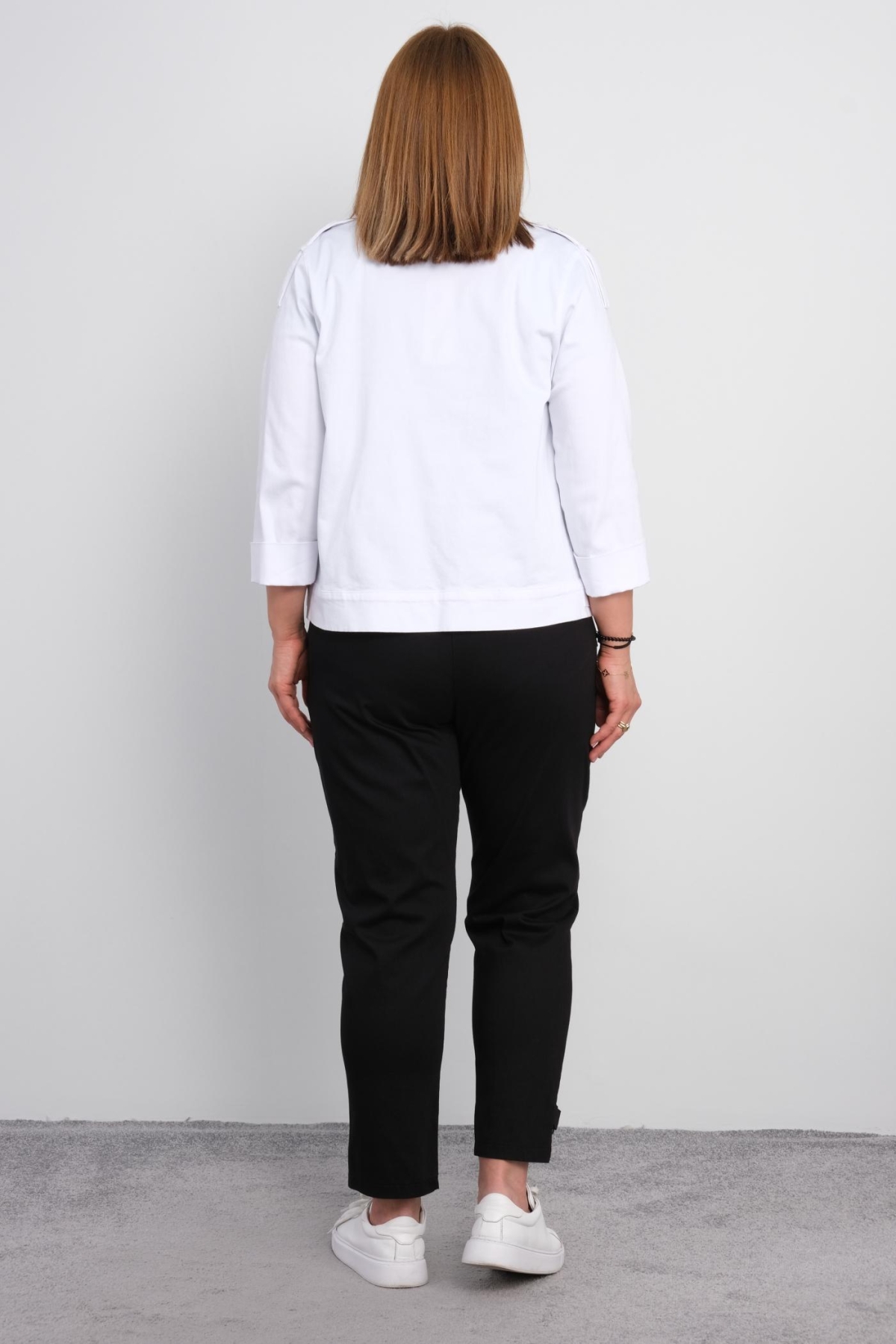 Plus Size Womens Three-Piece Sports Set-White
