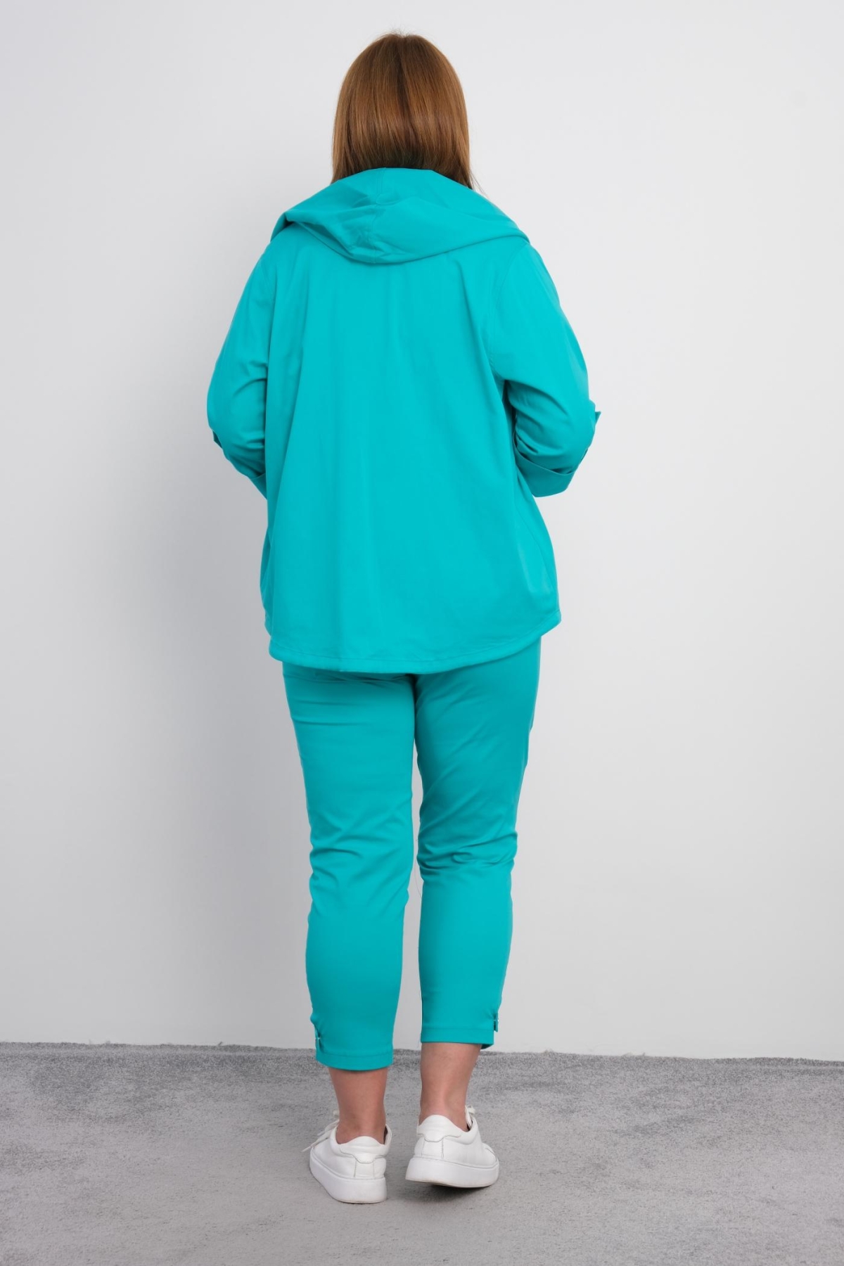 Plus Size Womens Three-Piece Sports Set-Turquoise