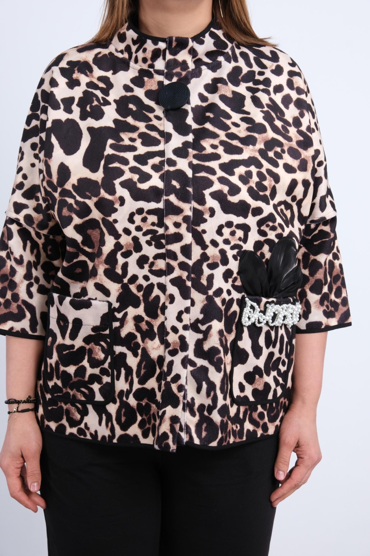 Plus Size Short Sport Jacket-Mink