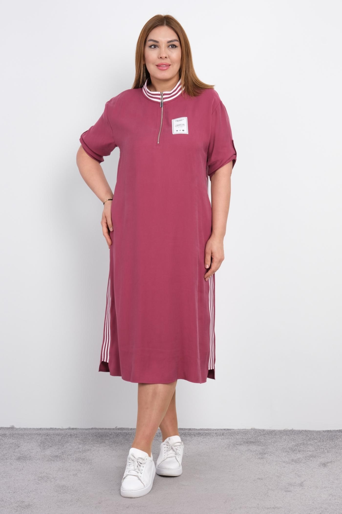 Plus Size Sports Dress-powder pink