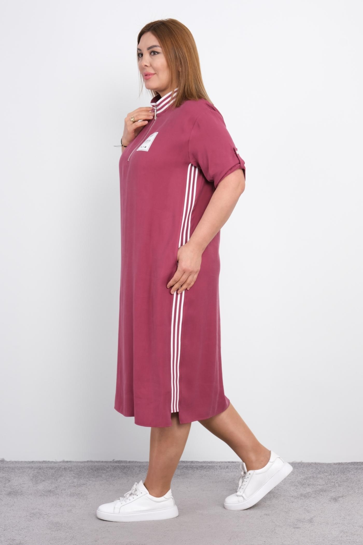 Plus Size Sports Dress-powder pink
