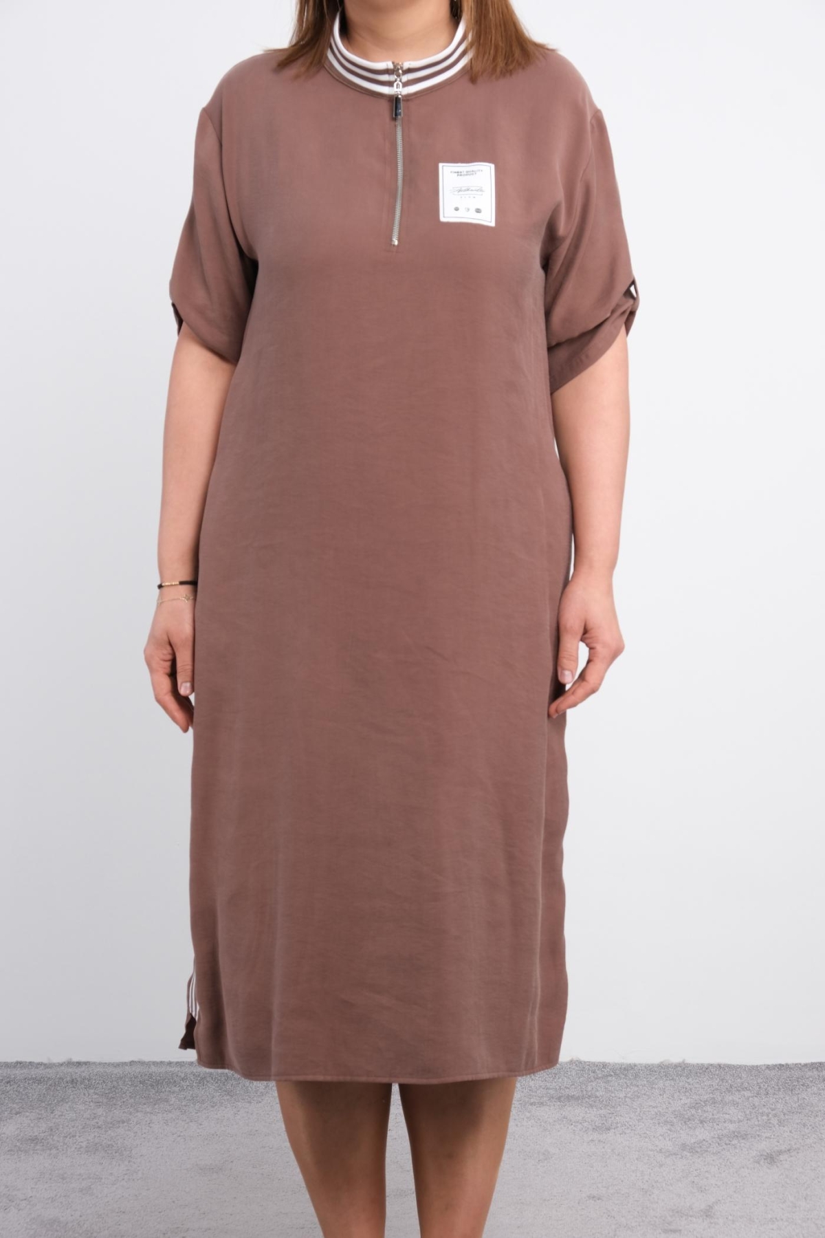Plus Size Sports Dress-Brown
