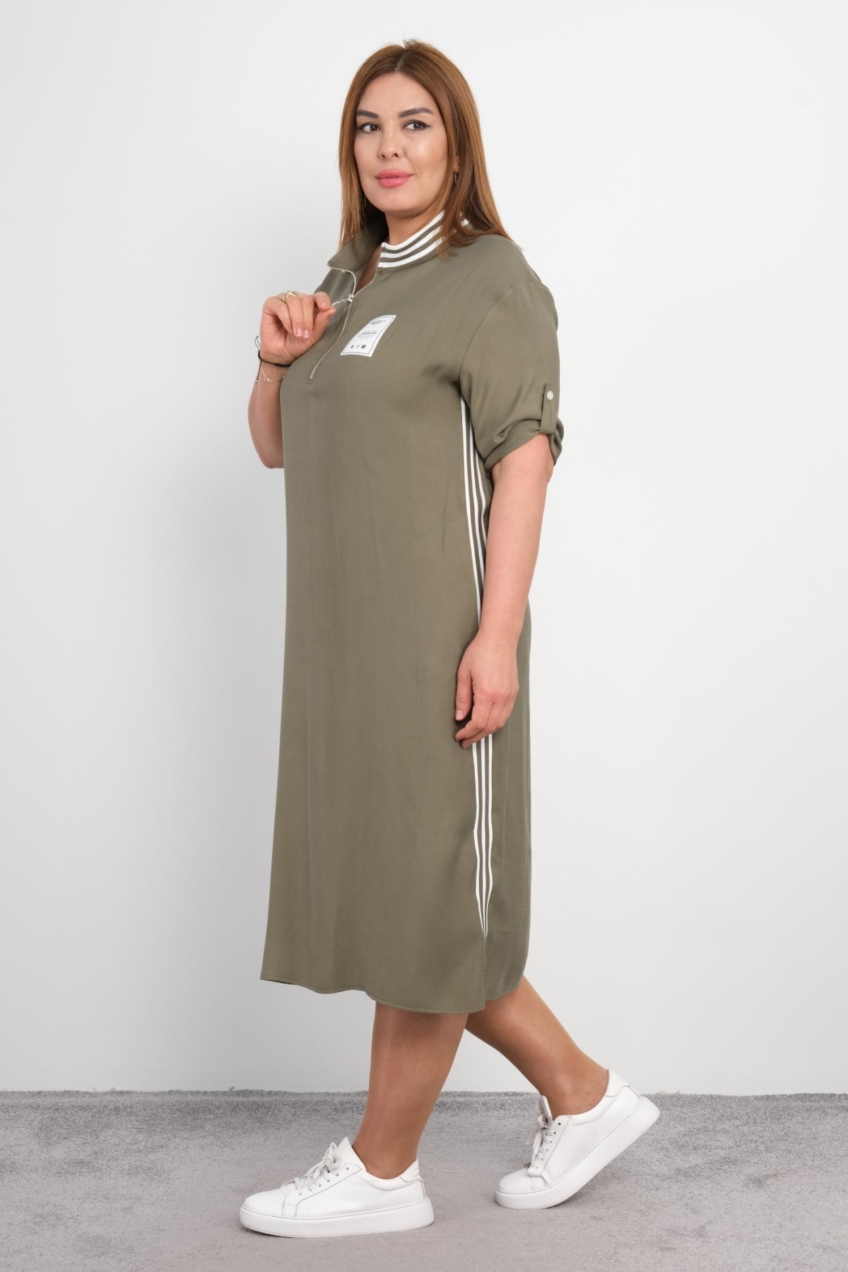 Plus Size Sports Dress-Khaki