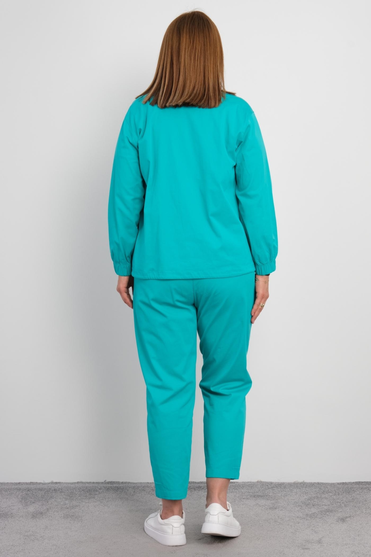Plus Size Womens Three-Piece Sports Set-Turquoise