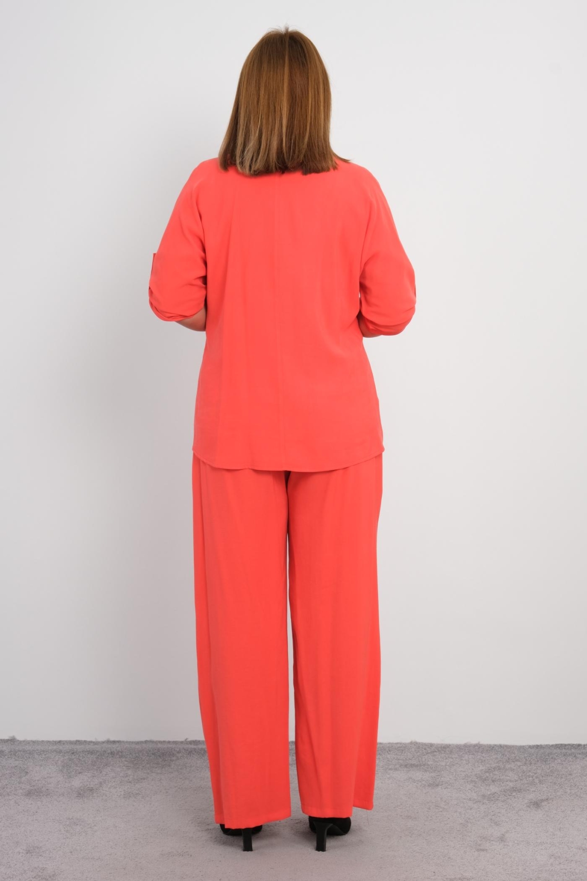 Plus Size Classic Three-Piece Set-Coral