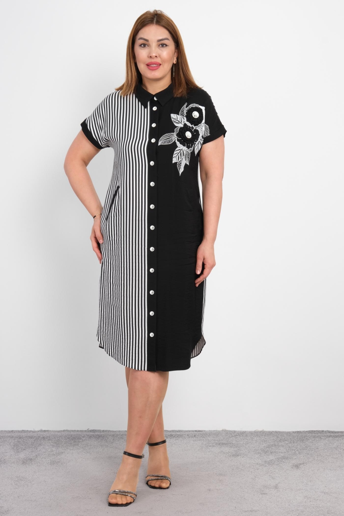 Casual Plus Size Dress-Black