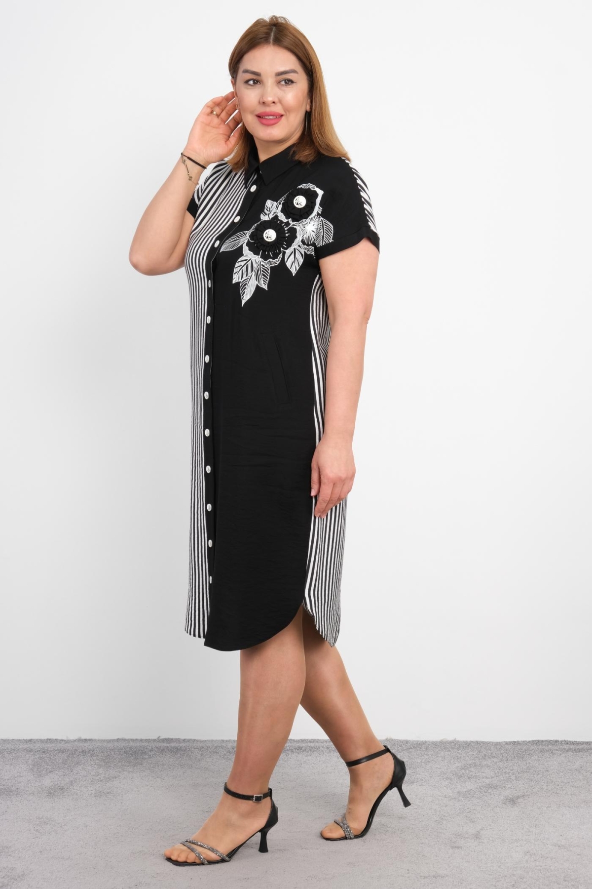 Casual Plus Size Dress-Black