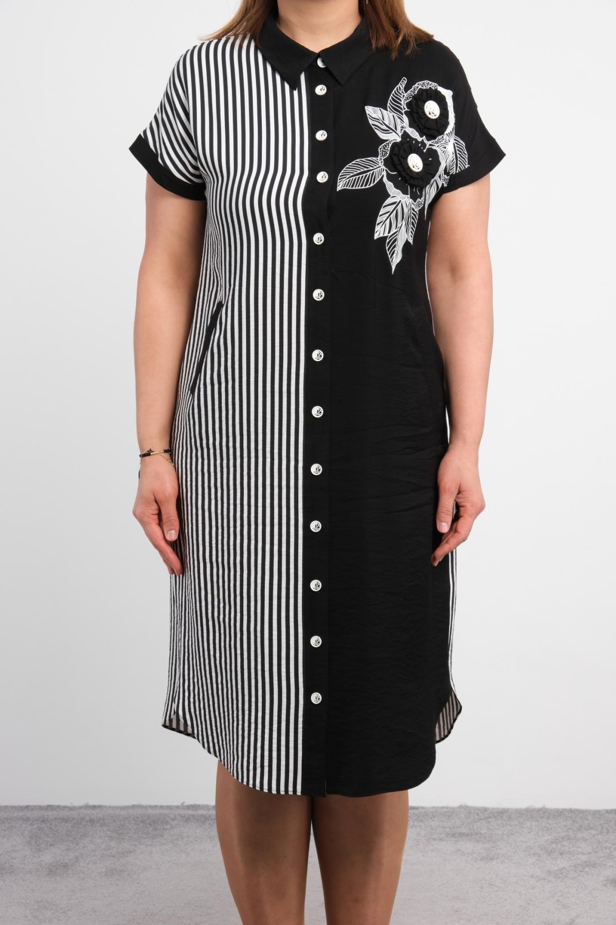 Casual Plus Size Dress-Black