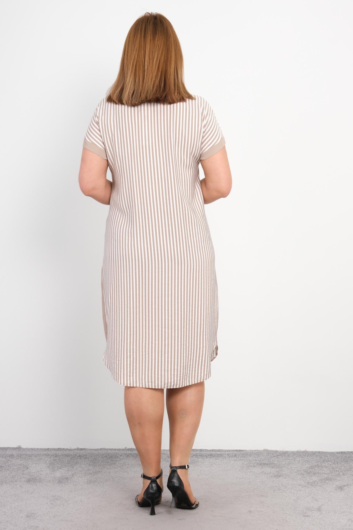 Casual Plus Size Dress-Beige