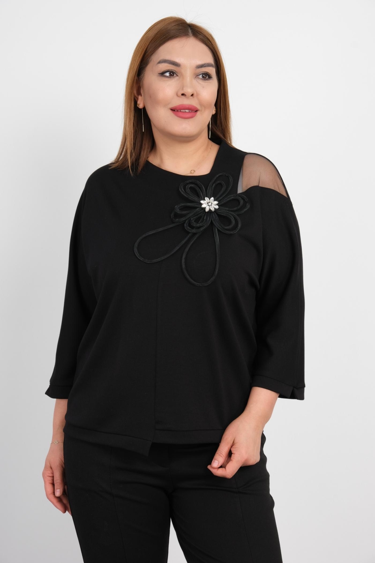 Plus Size Classic Blouse-Black