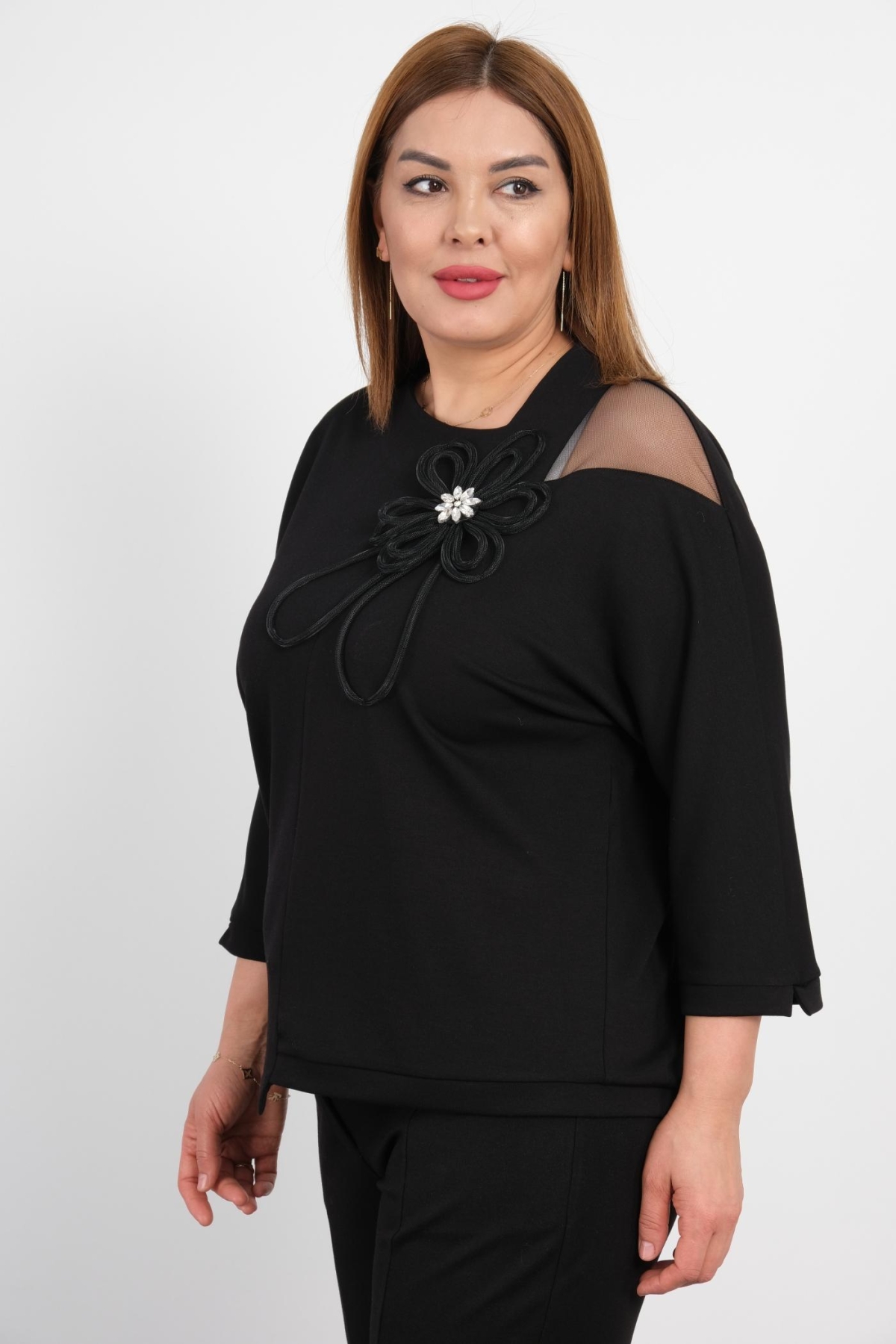 Plus Size Classic Blouse-Black