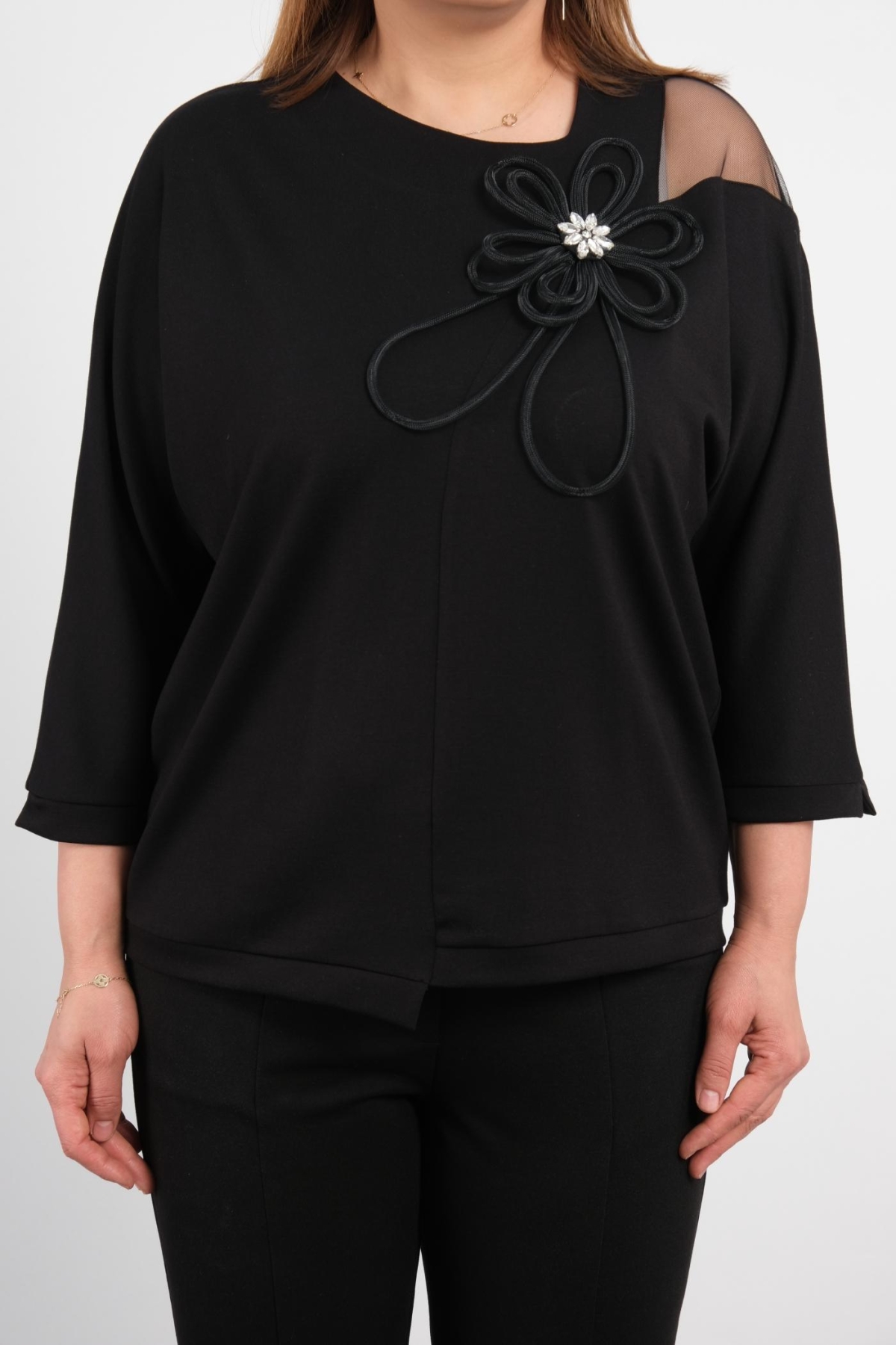 Plus Size Classic Blouse-Black