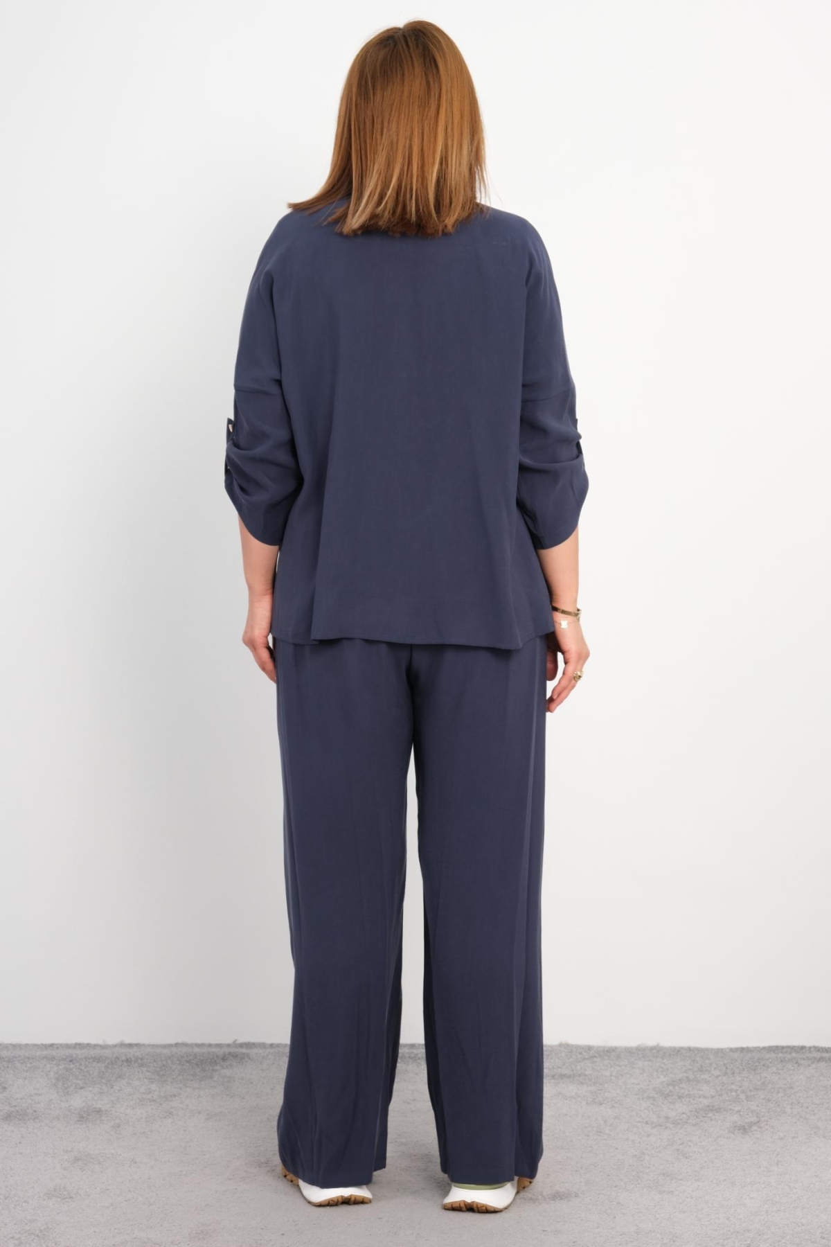Plus Size Womens Three-Piece Sports Set-Indigo
