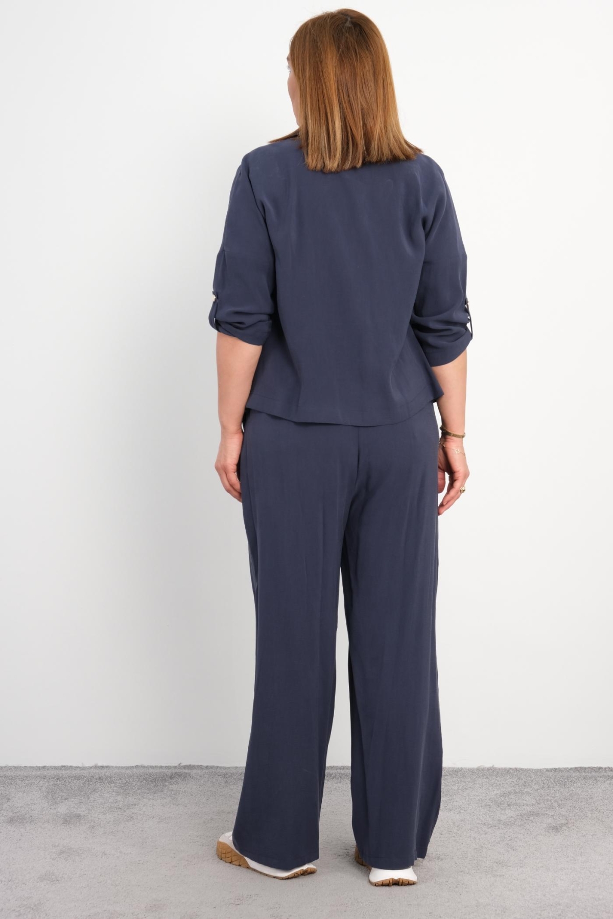 Plus Size Womens Three-Piece Sports Set-Indigo