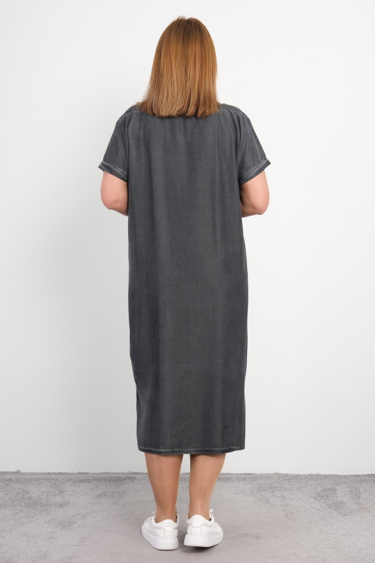 Plus Size Denim Dress-Black