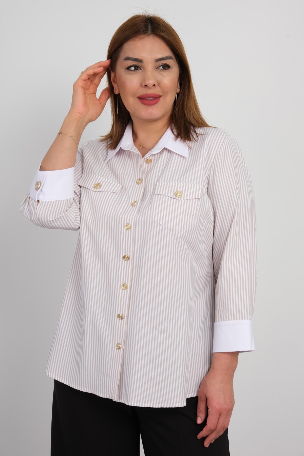 Plus Size Shirt-Beige
