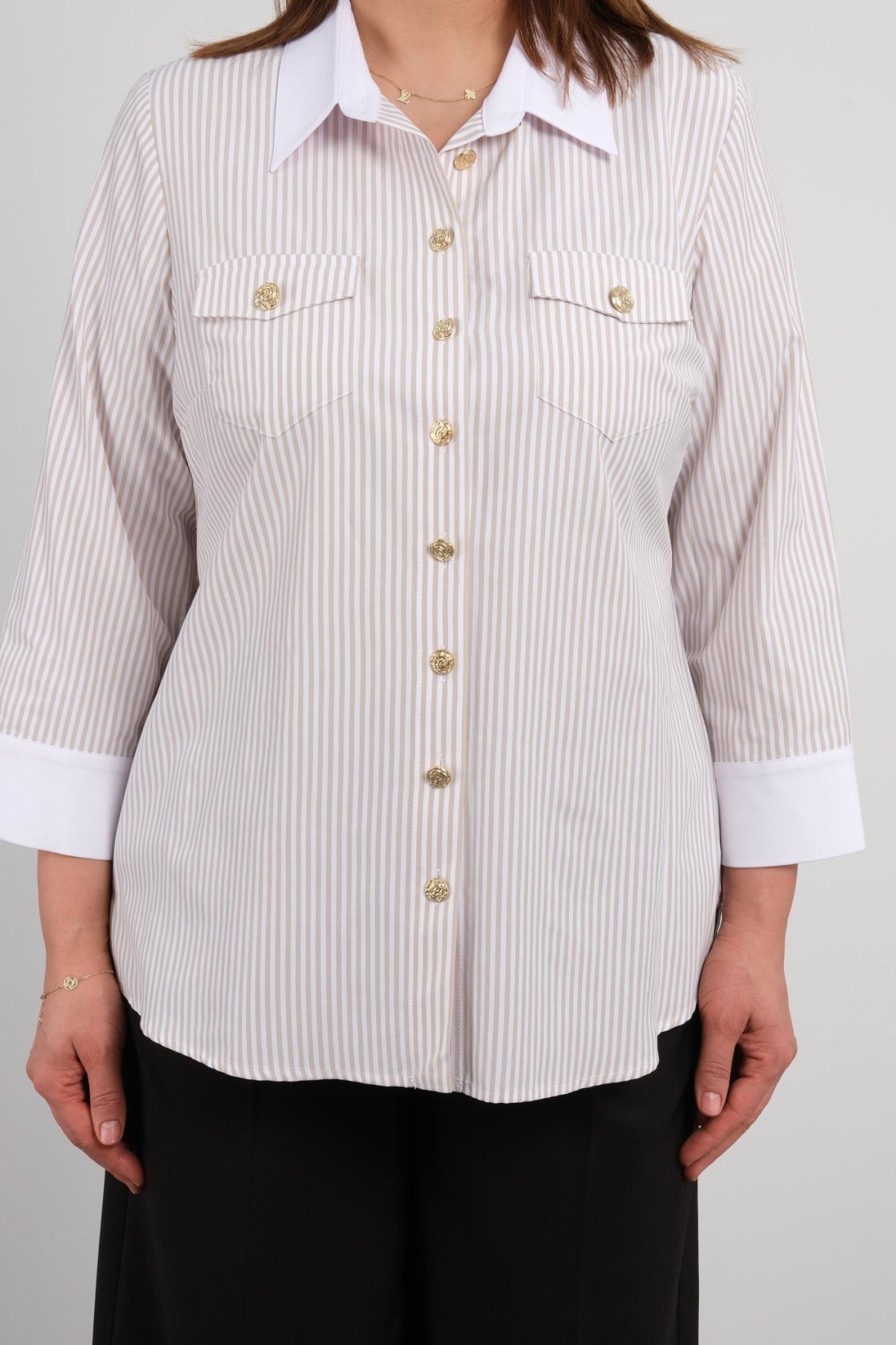 Plus Size Shirt-Beige