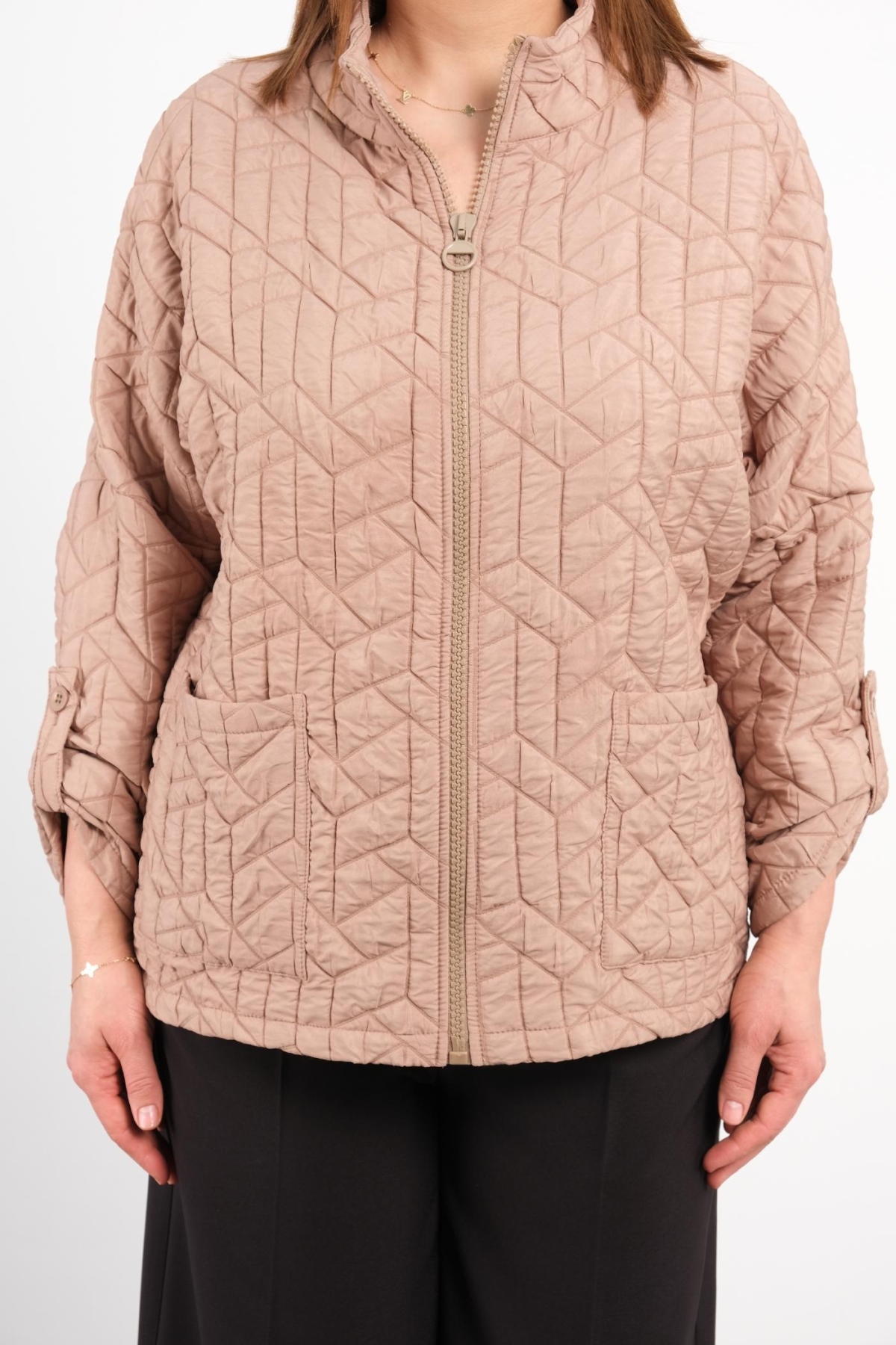 Plus Size Short Sport Jacket-Mink