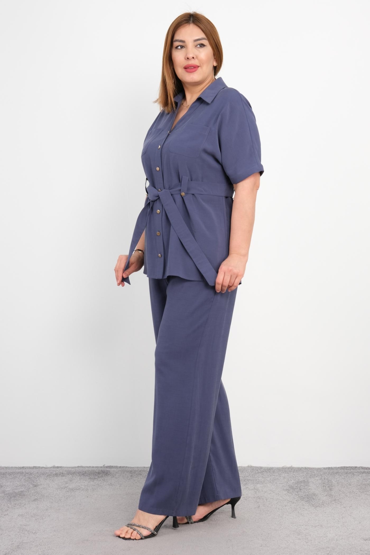 Plus Size Classic Two-Piece Set-Indigo