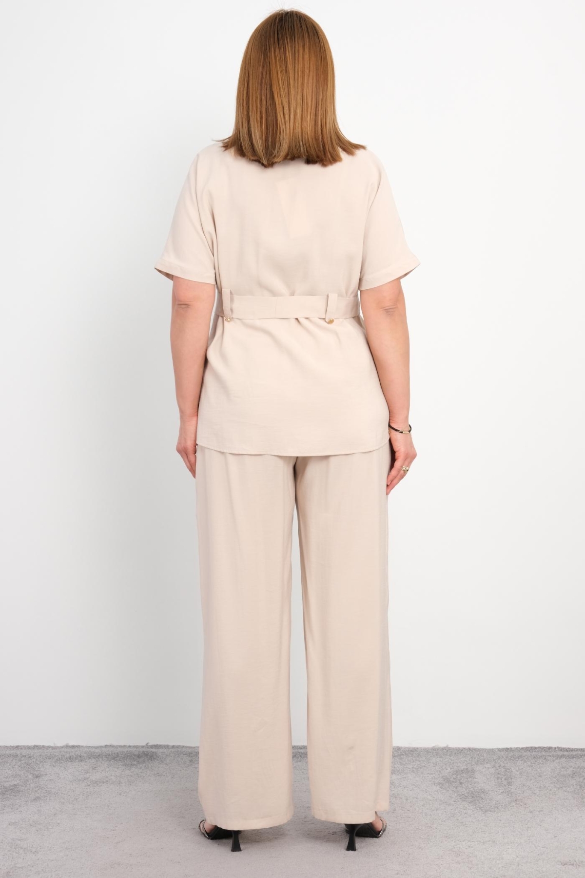 Plus Size Classic Two-Piece Set-Beige