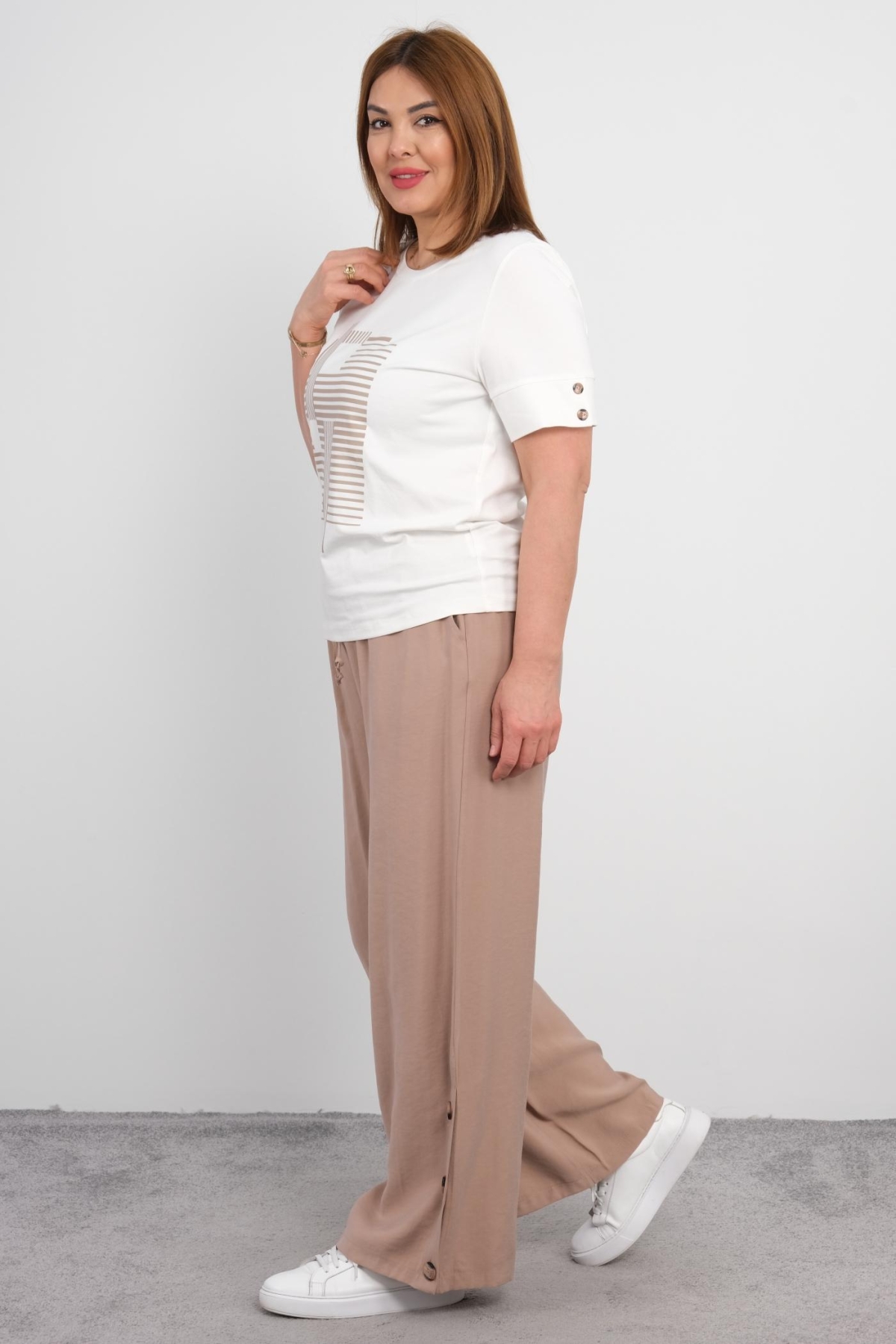 Plus Size Two-Piece Set-Beige