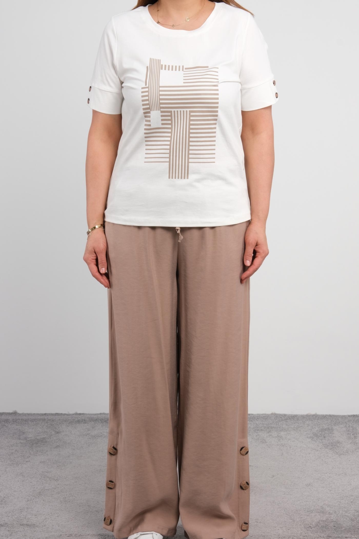Plus Size Two-Piece Set-Beige