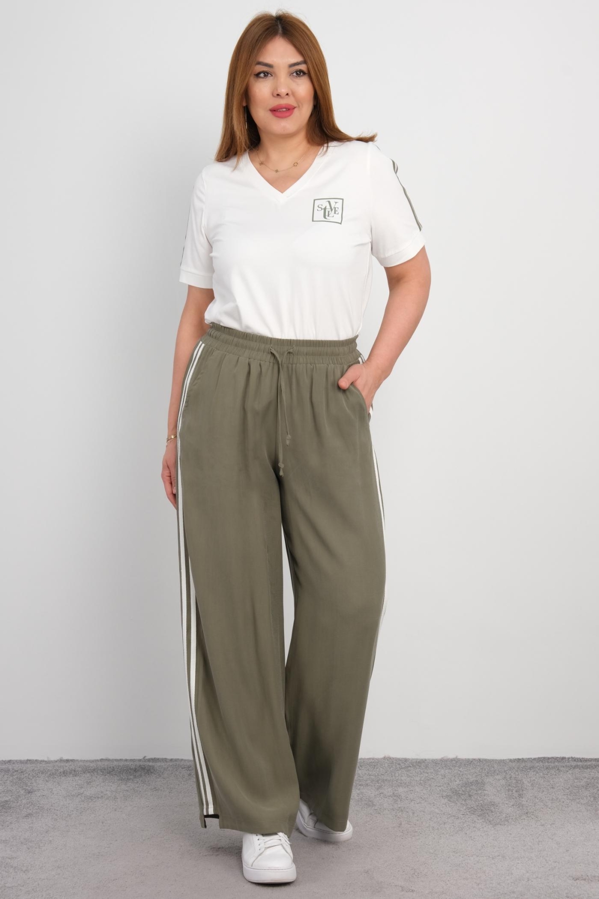 Plus Size Two-Piece Set-Khaki
