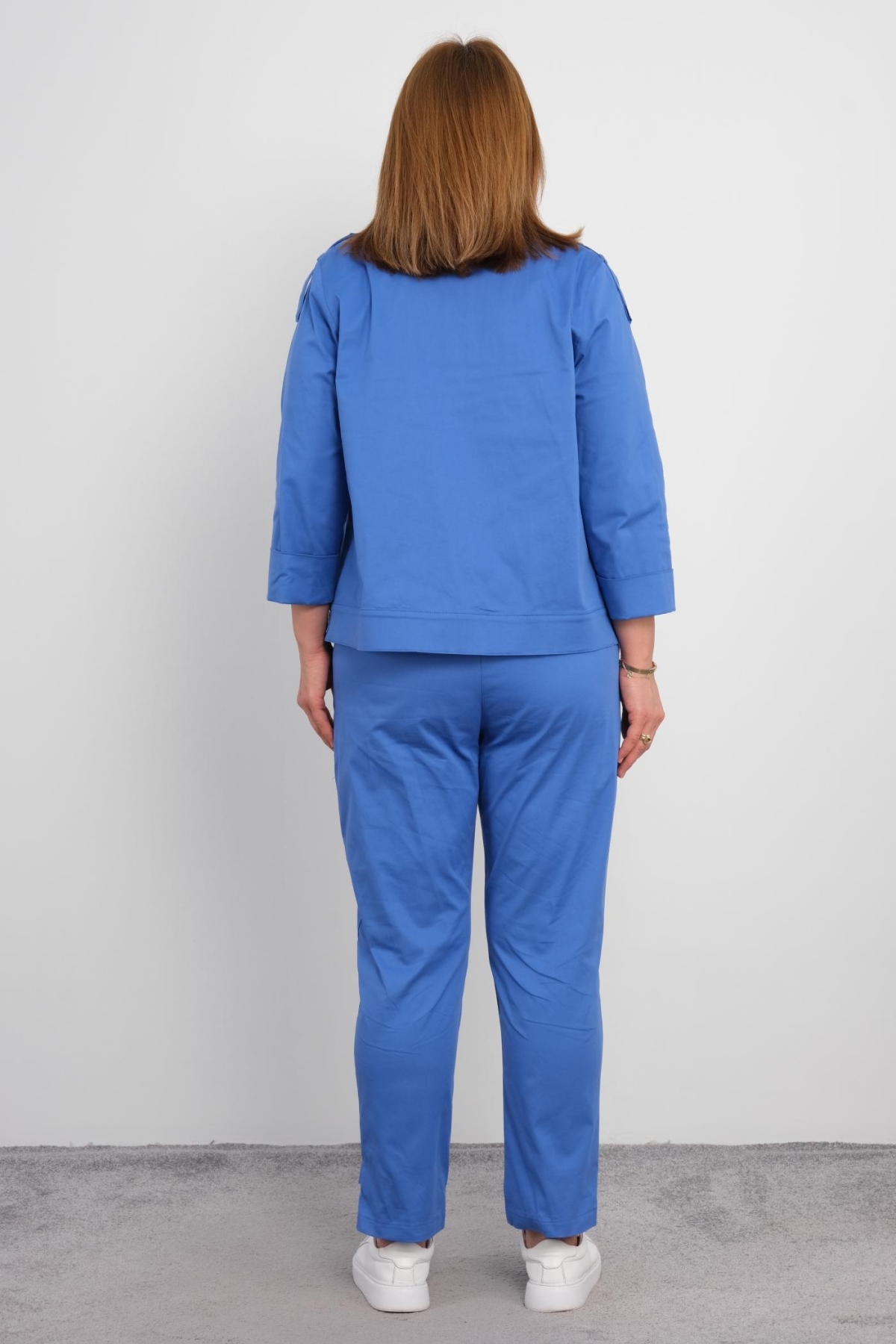 Plus Size Womens Three-Piece Sports Set-Bright Blue