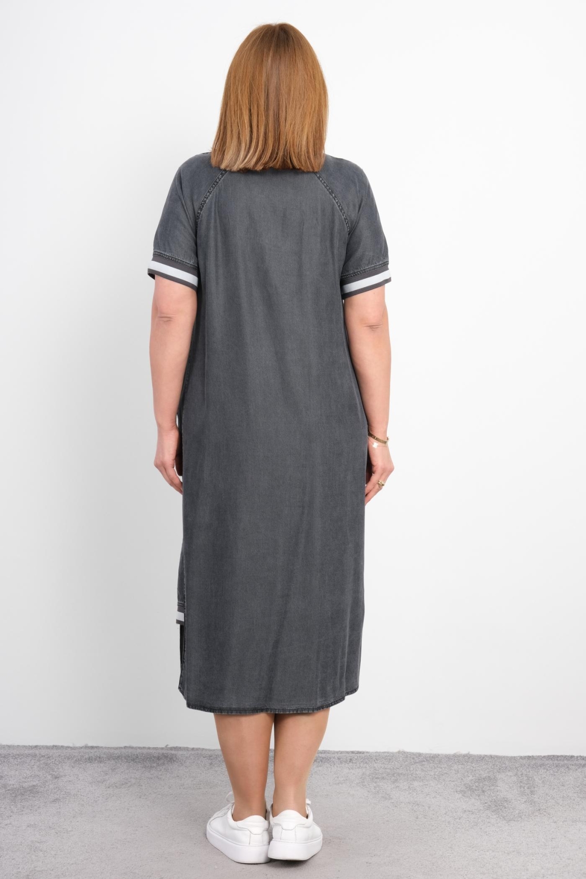 Super Plus Size Denim Dress-Black