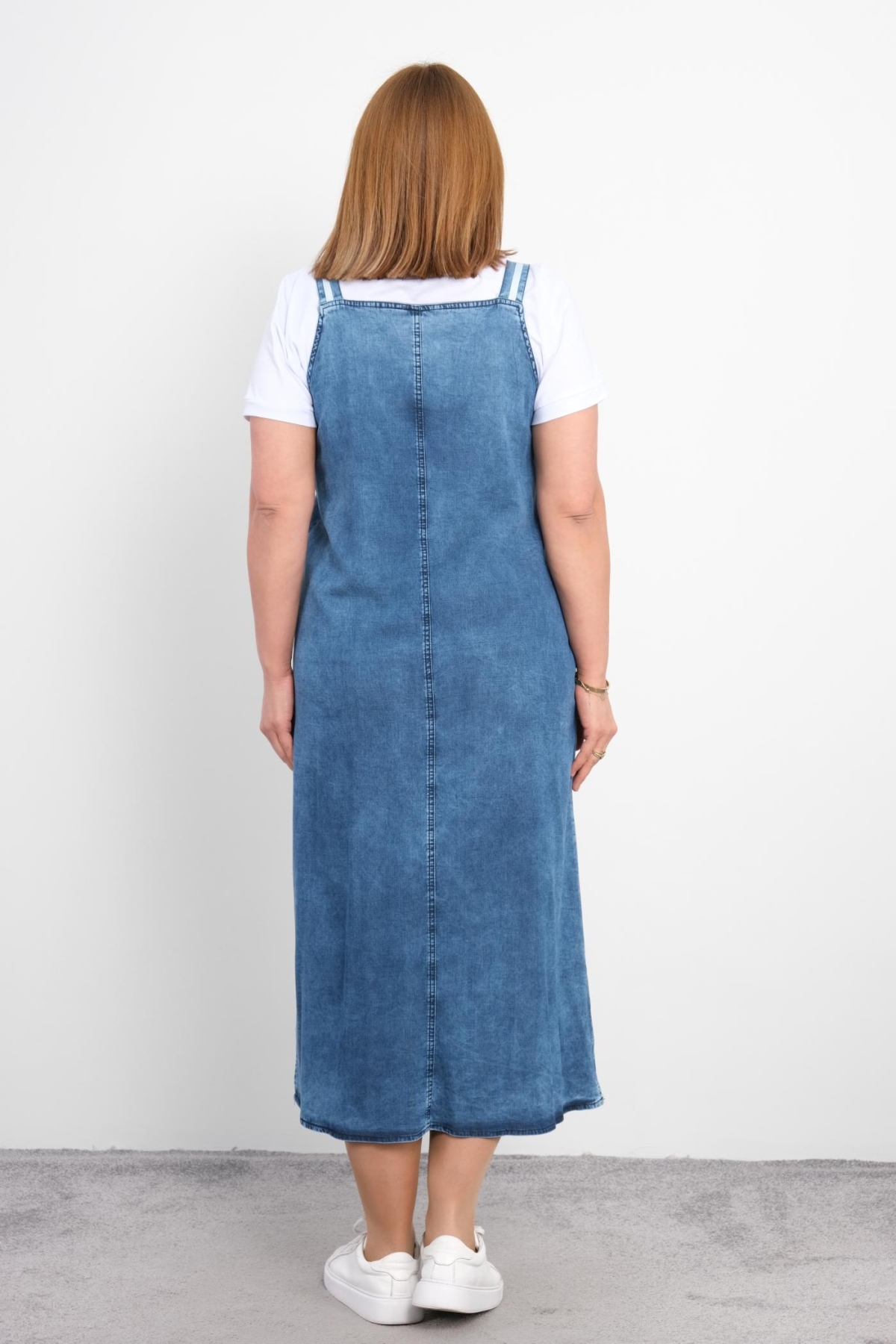 Plus Size Denim Dress-White