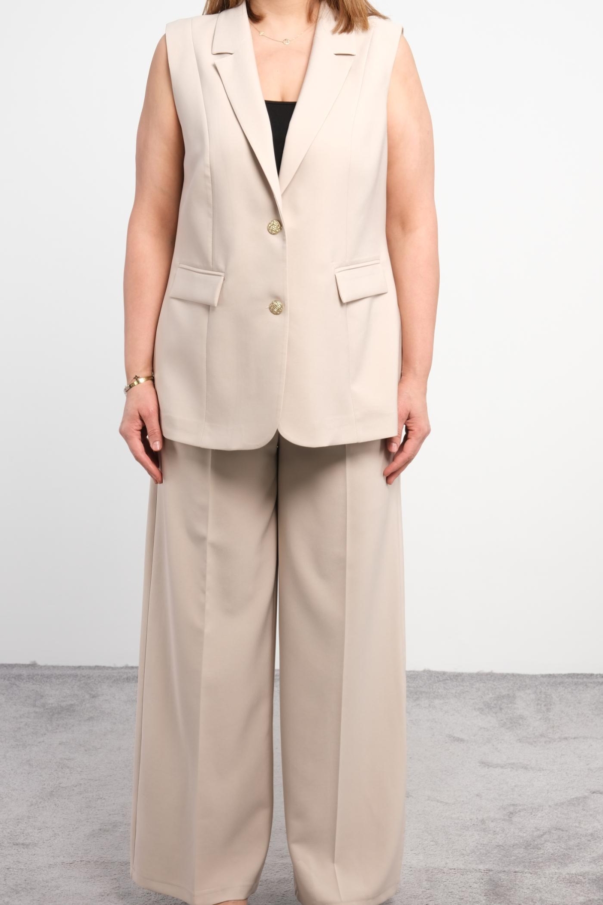 Plus Size Two-Piece Set-Beige