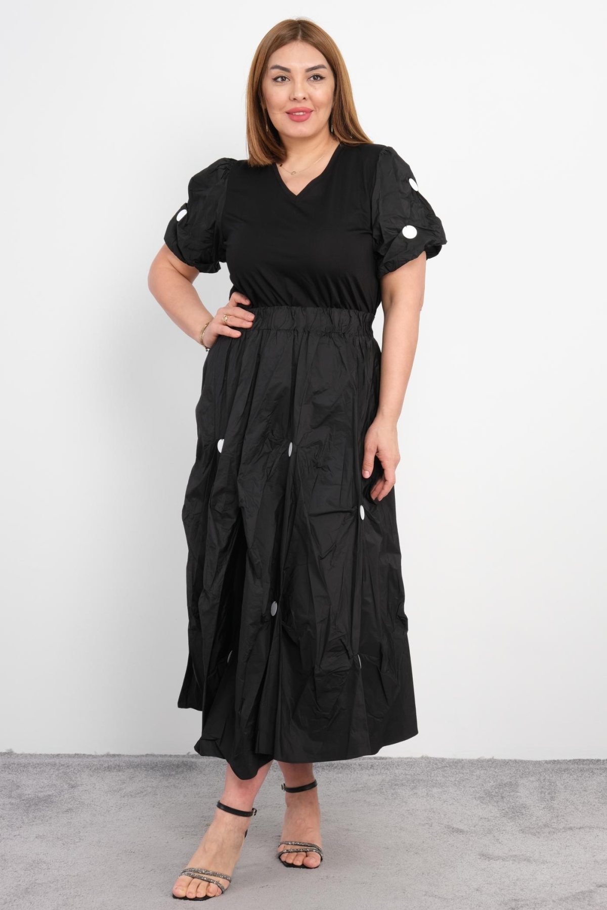 Plus Size Blouse and Skirt Set-Black