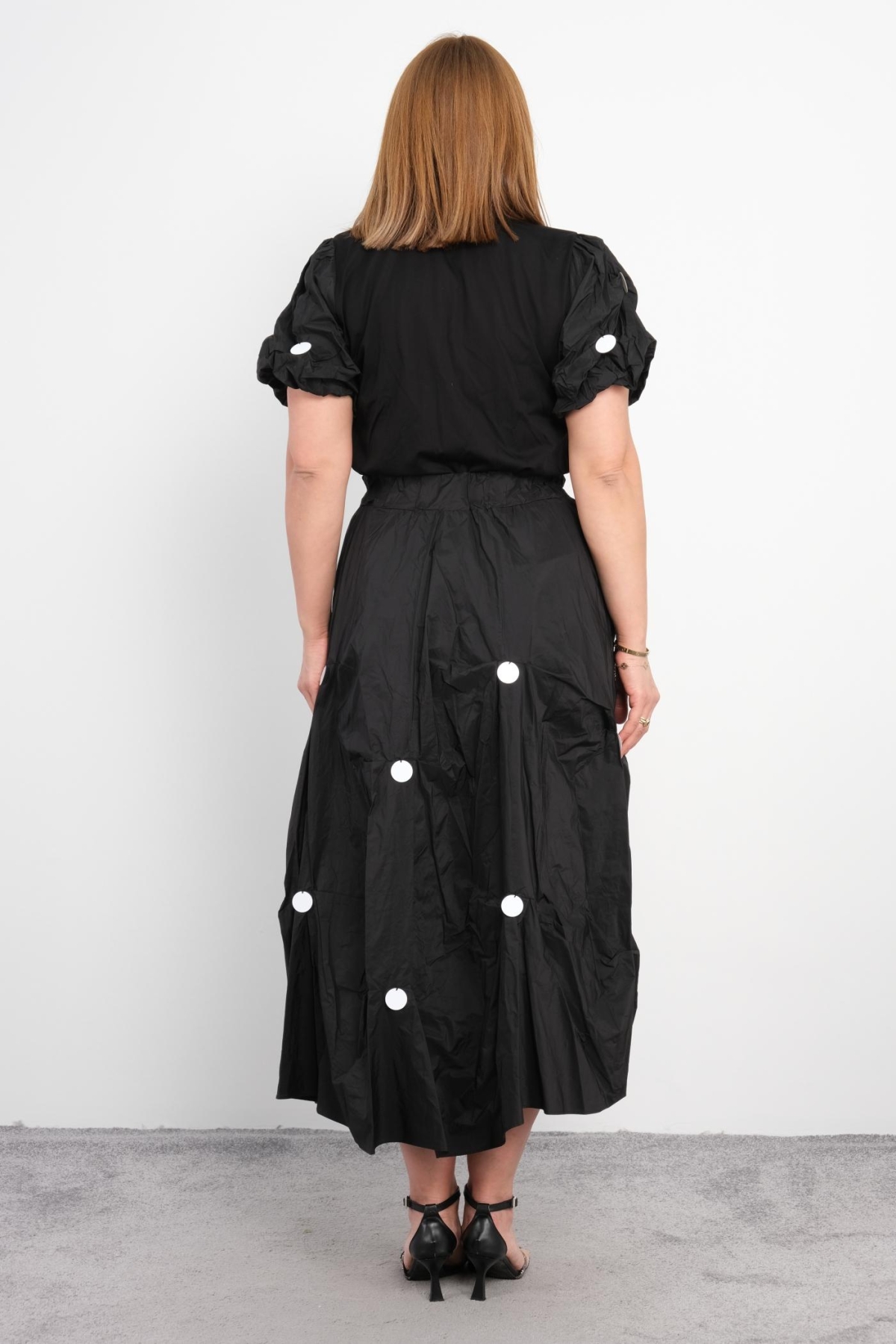 Plus Size Blouse and Skirt Set-Black